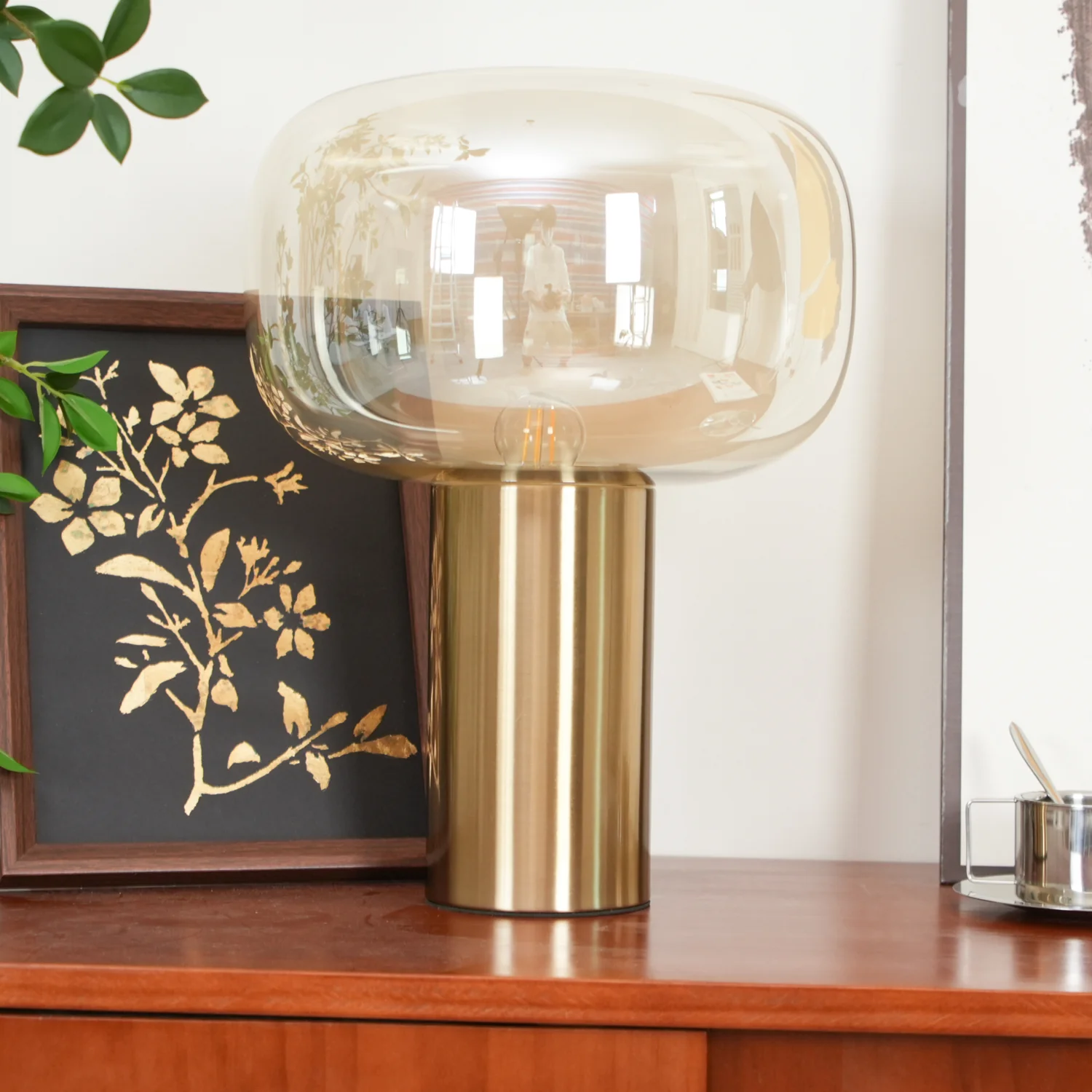 Noak Table Lamp - ∅ 11.8″ x H 16.1″/ Dia 30cm x H 41cm / Gold & Smoke Gray / AU plug