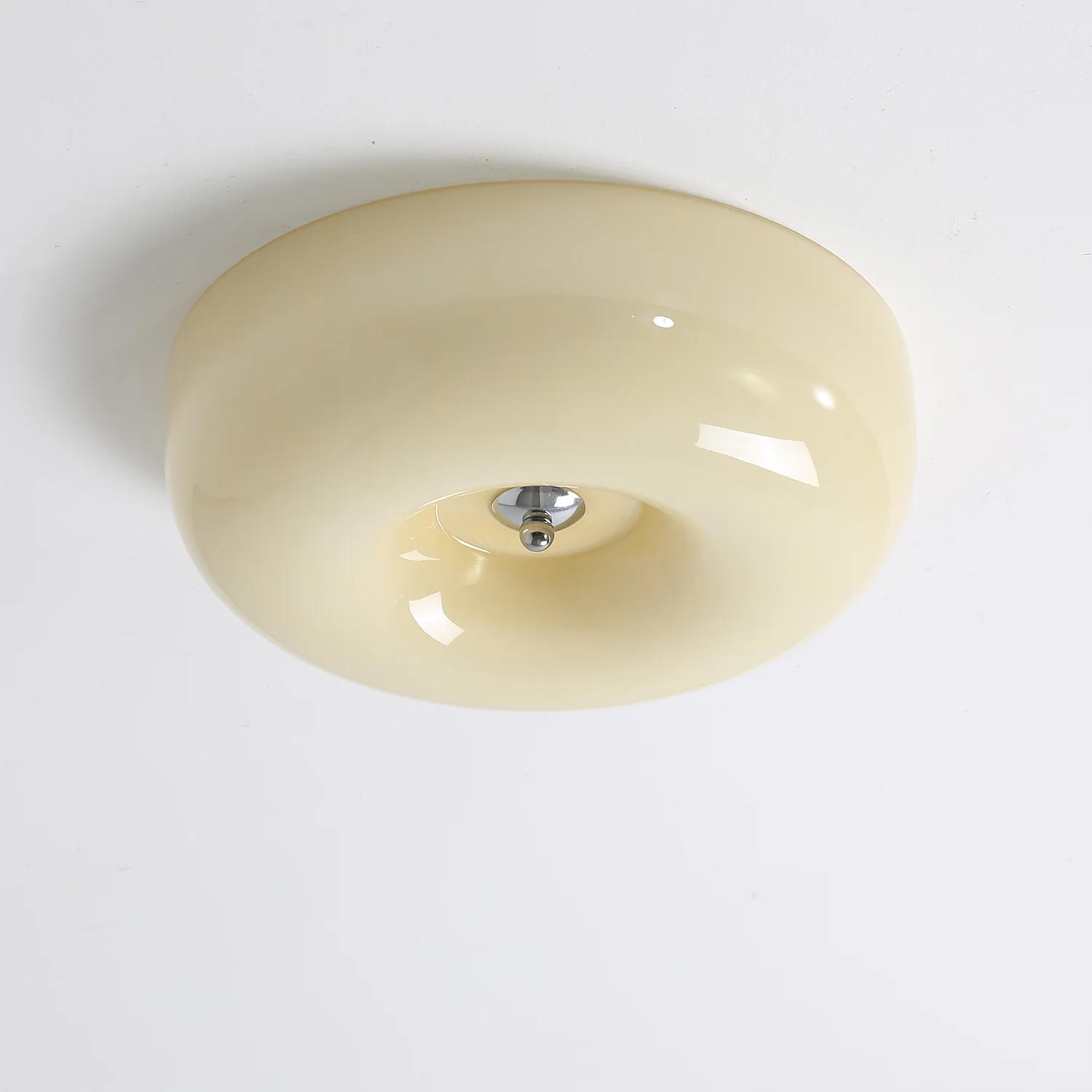 Потолочный светильник Swirl Glass - ∅46см x 10см, кофе, хром, теплый свет