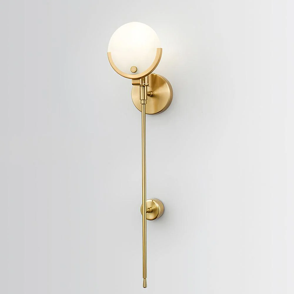 Ava Brass Wall Lamp - ∅ 4.7″ x H 13.8″ / Dia 12cm x H 35cm Set of 2 / Brass & White