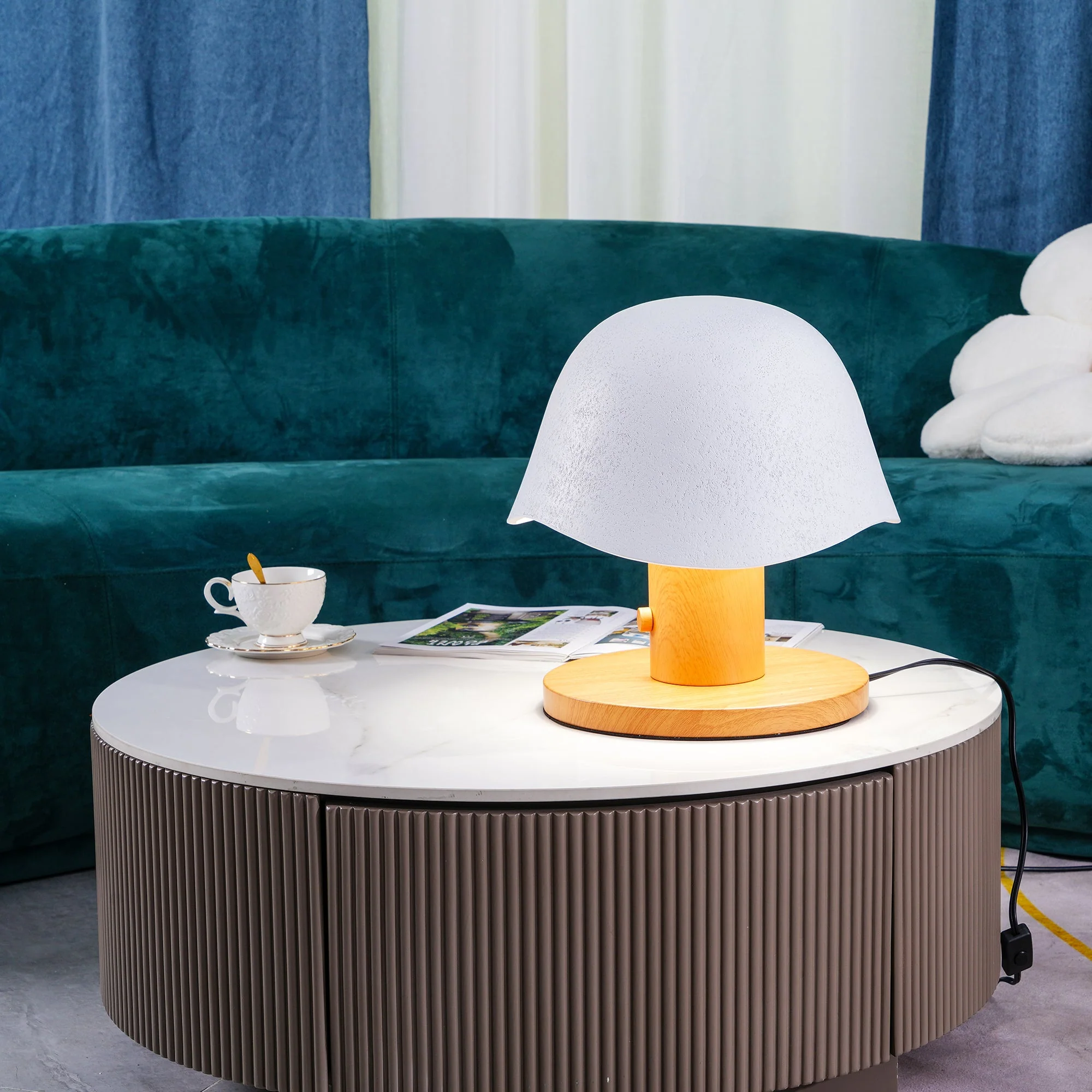 Mushroom Inspired Table Lamp - ∅ 13.8″ x H 13.8″ /  Dia 35cm x H 35cm / Brown / AU plug