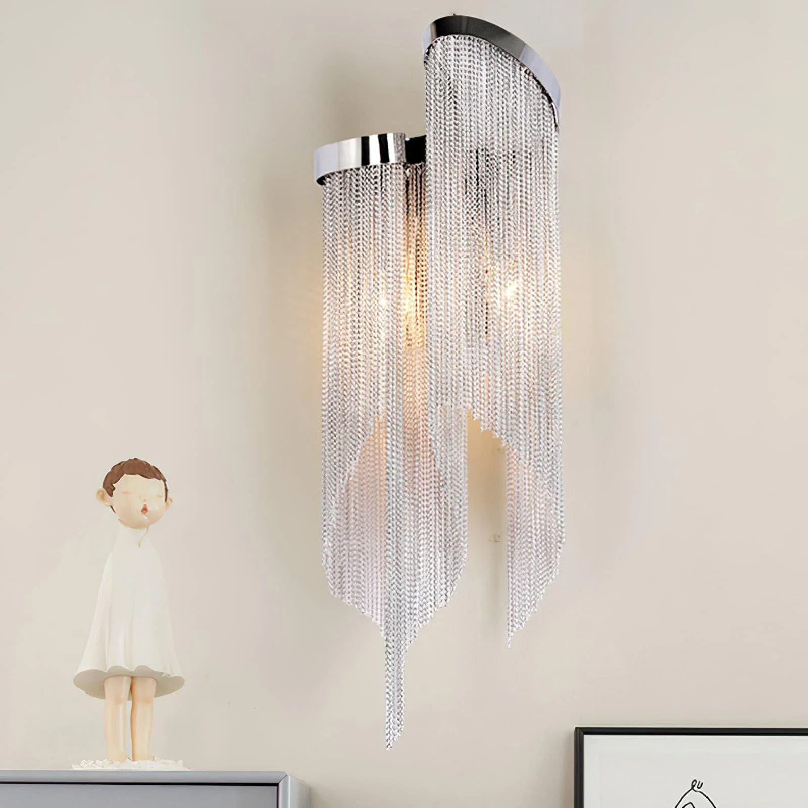 Chain Tassel Wall Lamp - Set of 2 / Silver