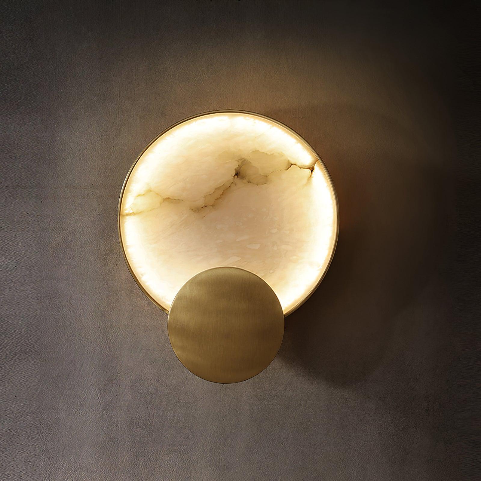 Terra Svet Wall Lamp - ∅ 8.6″ x H 11.4″ Set of 2 / Gold & White Alabaster / Cool White