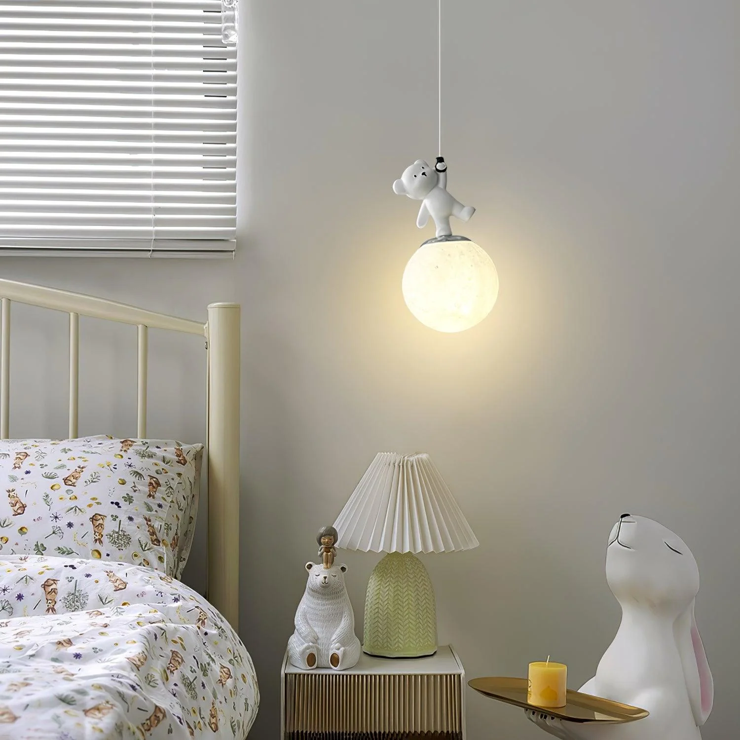 Подвесной светильник Animal And Moon - White dolphin ∅15см х 27см, хром