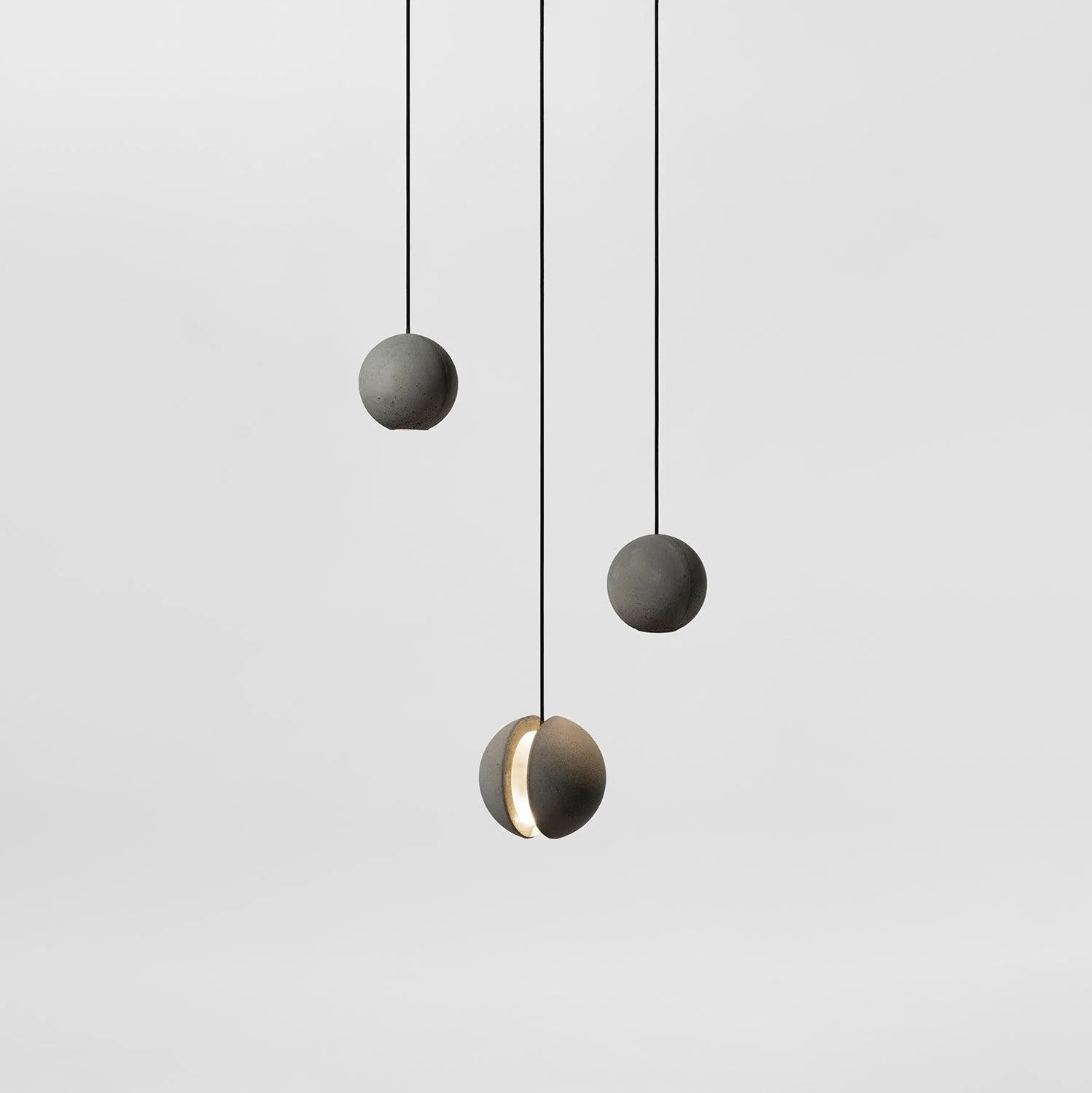 Подвесной светильник Moon Concrete - 2 плафона ∅24см x 150см, серый
