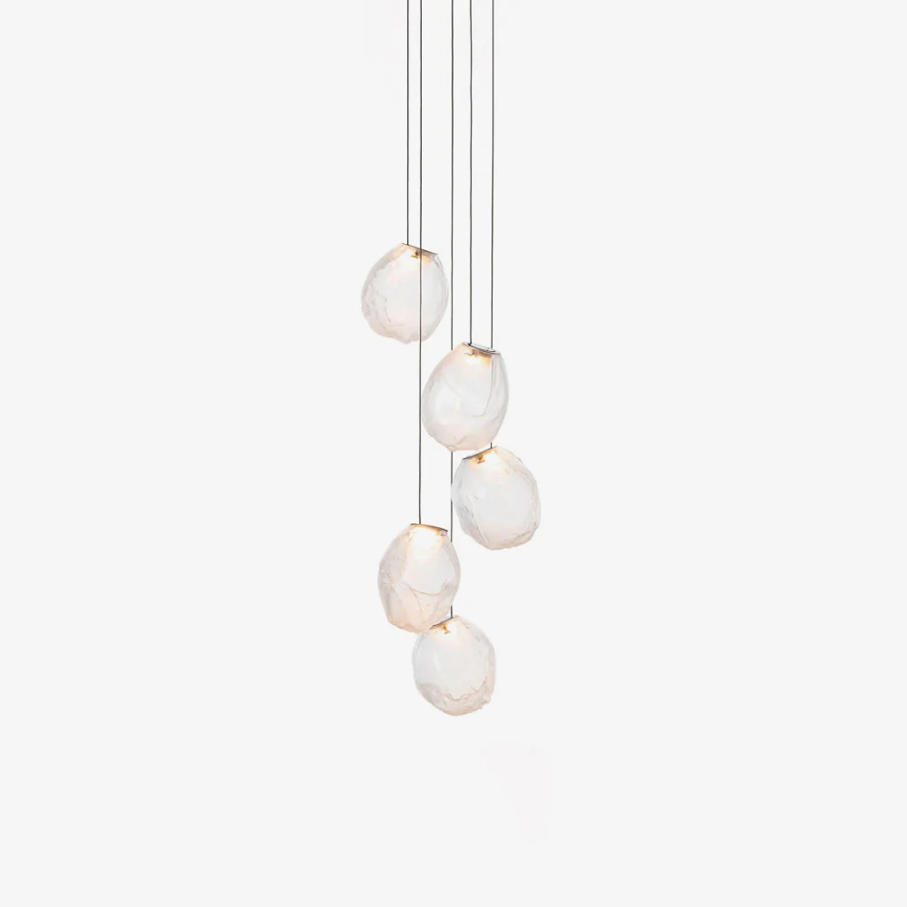 Подвесной светильник Liquid Glass Stone - 3 подвеса ∅30см x 120см, белый, теплый свет