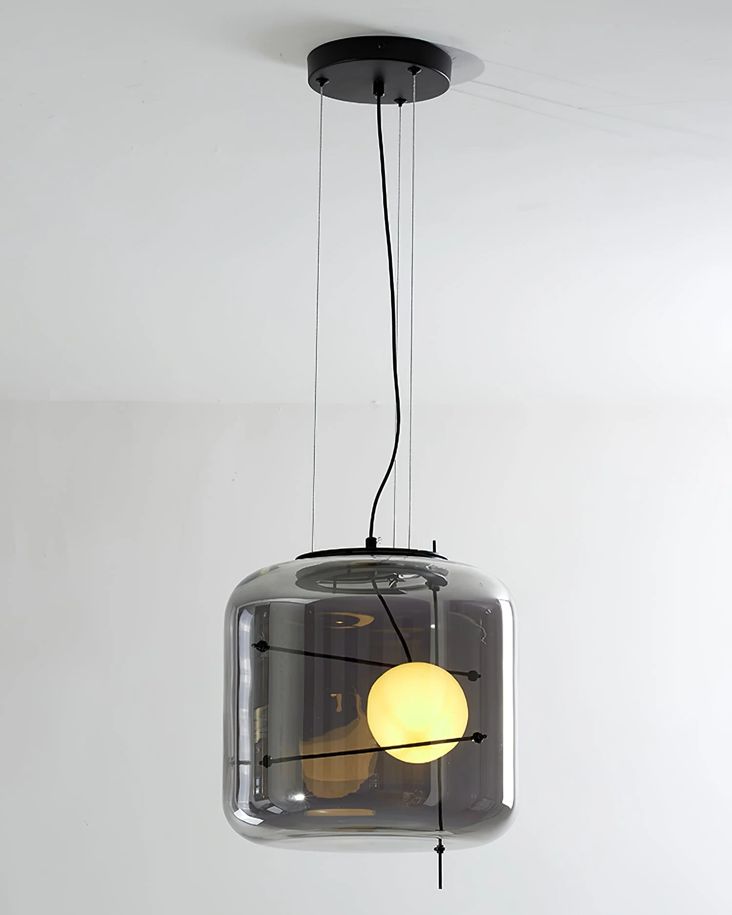Подвесной светильник Plot Glass - ∅38см x 28см, прозрачный, черный