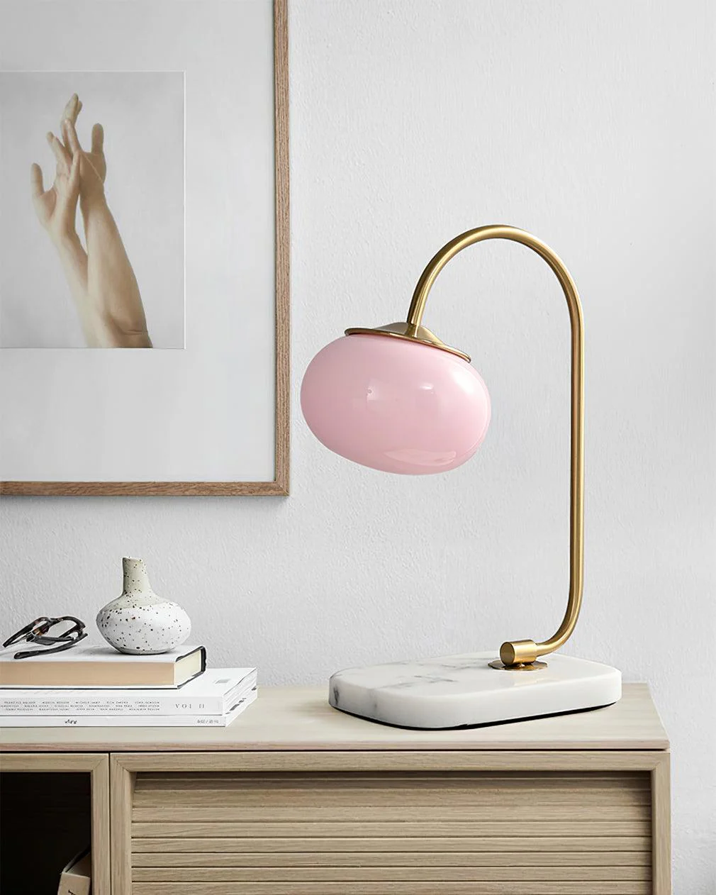 Marshmallow Table Lamp - ∅ 8.7″ x H 16.1″ / Dia 22cm x H 41cm / Chrome & Beige / US plug