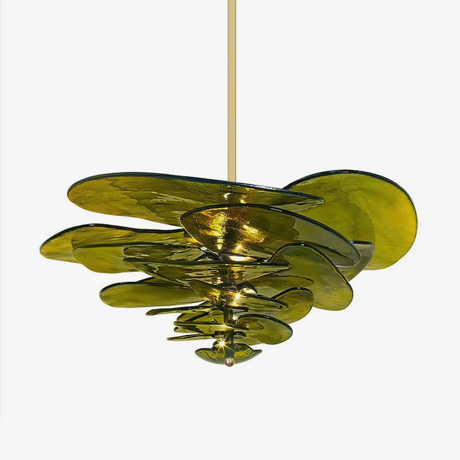 Люстра Petals Gold Murano - 4 яруса ∅67см x 29см, янтарь, золотой