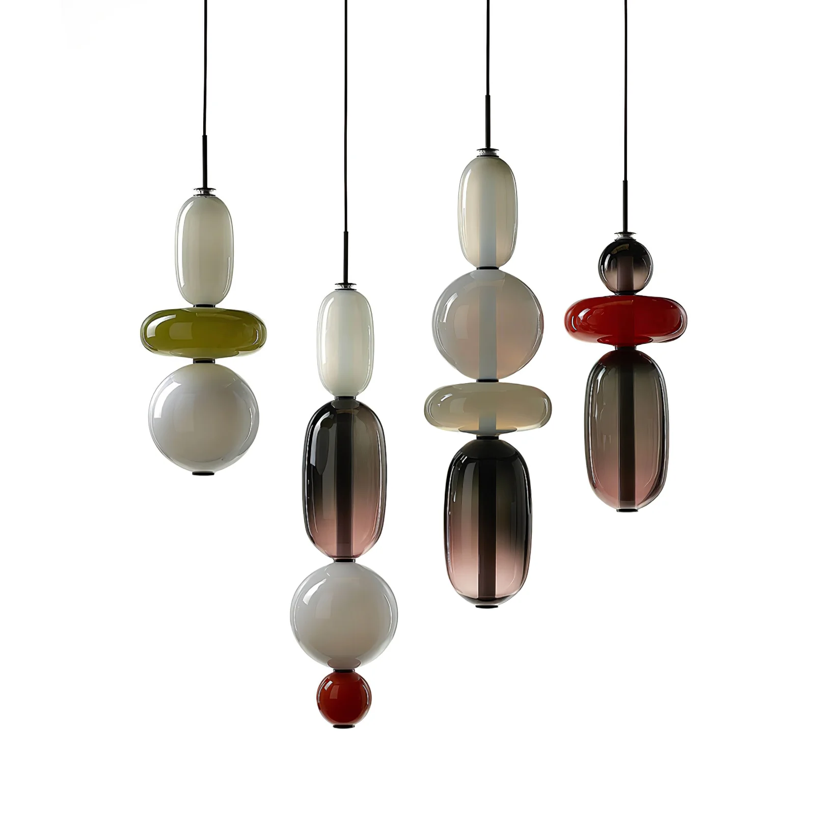 Подвесной светильник Candied Glass Combo - круглое крепление, 3 подвеса ∅30см x 150см, холодный свет