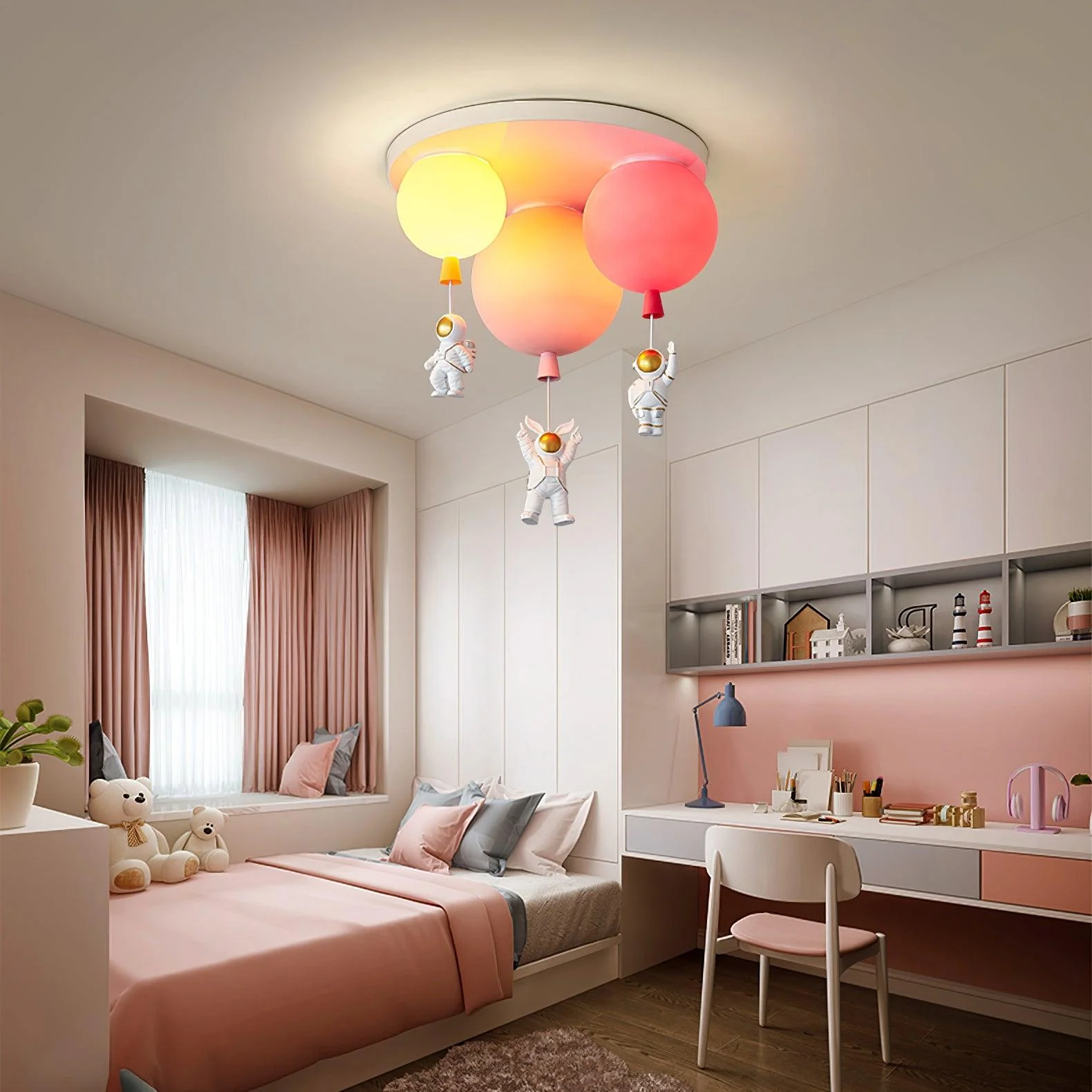 Потолочный светильник Frosted Balloon Combination - модель A, 5 источников света, ∅70см x 66см, оранжевый, красный, синий