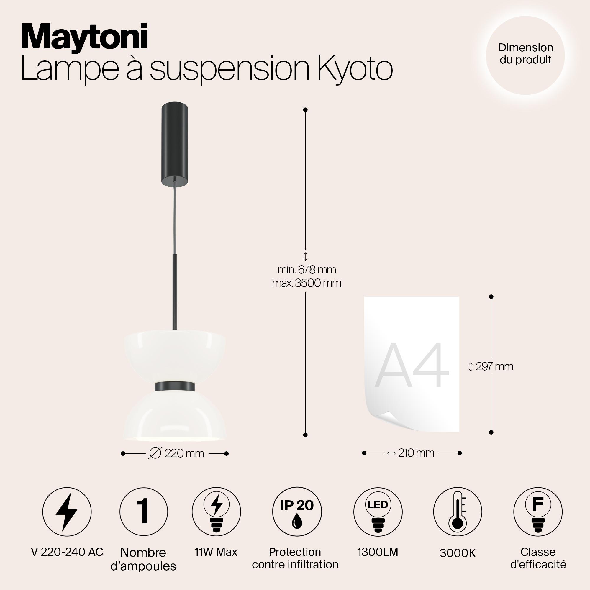 Подвесной светильник Maytoni Kyoto 220-240V 11W IP20 3000K MOD178PL-L11B3K