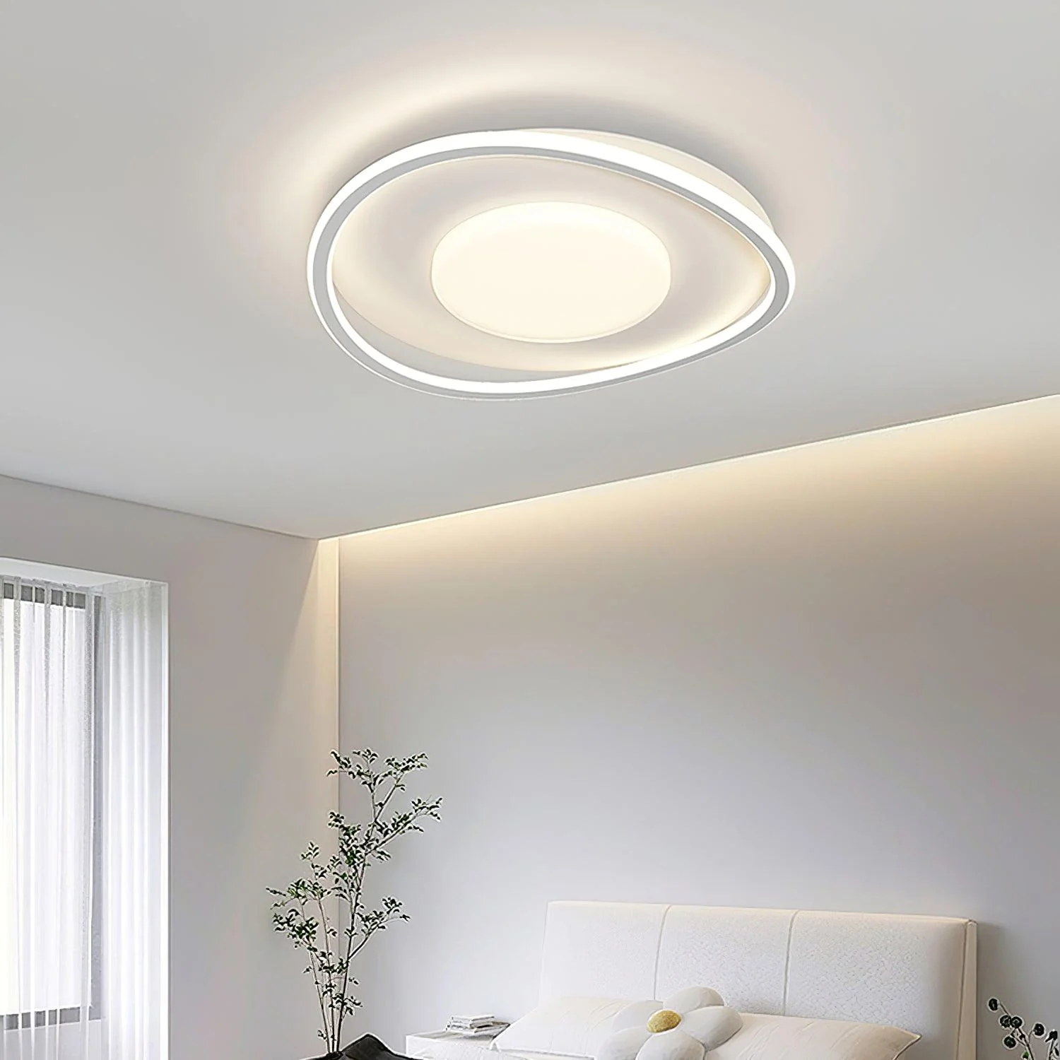Потолочный светильник Minimalist Geometry LED - ∅50см x 10см, белый, черный, холодный свет