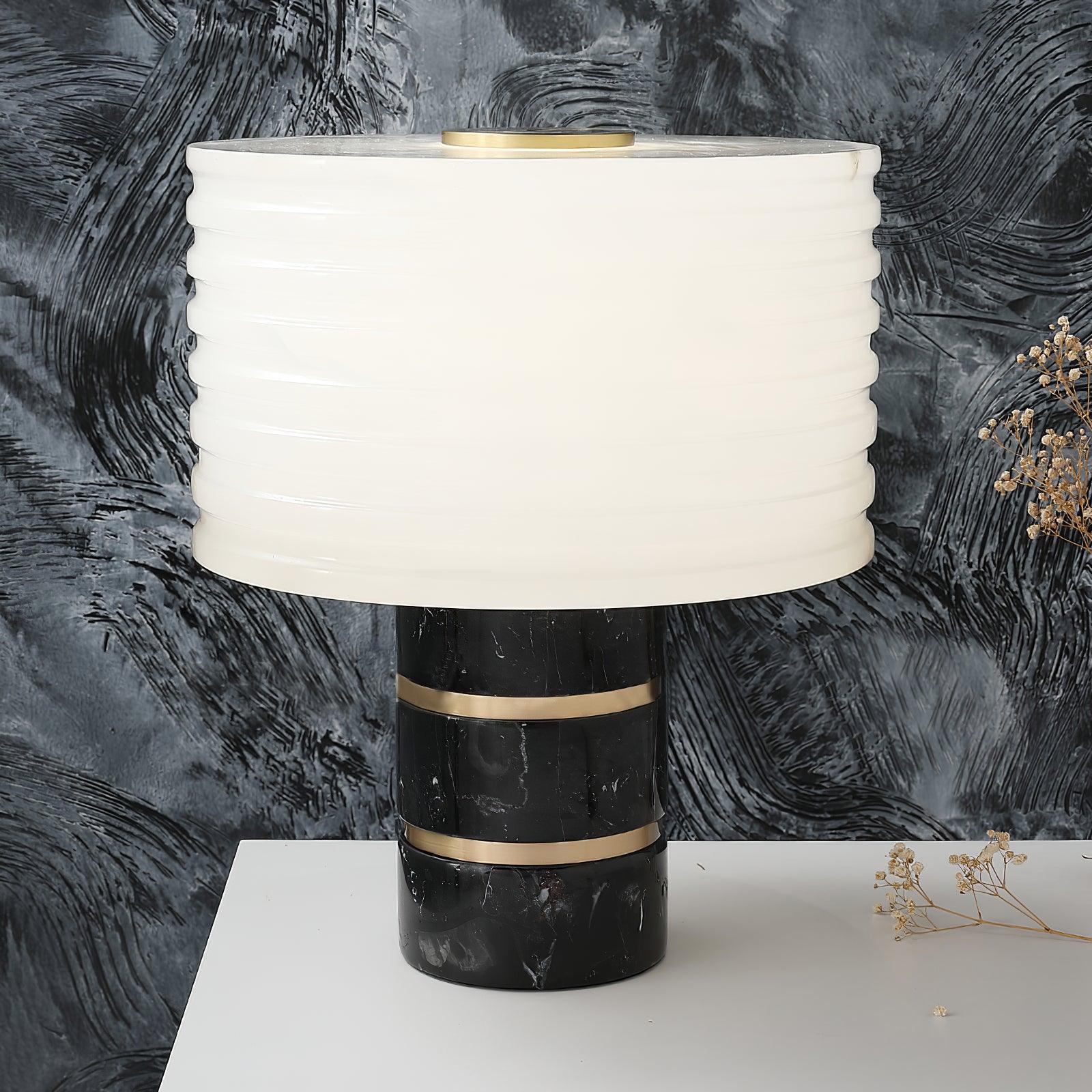 Outela Table Lamp - Model B 10.2″ x H 12.6″ / Dia 26cm x H 32cm / Black+White / US plug