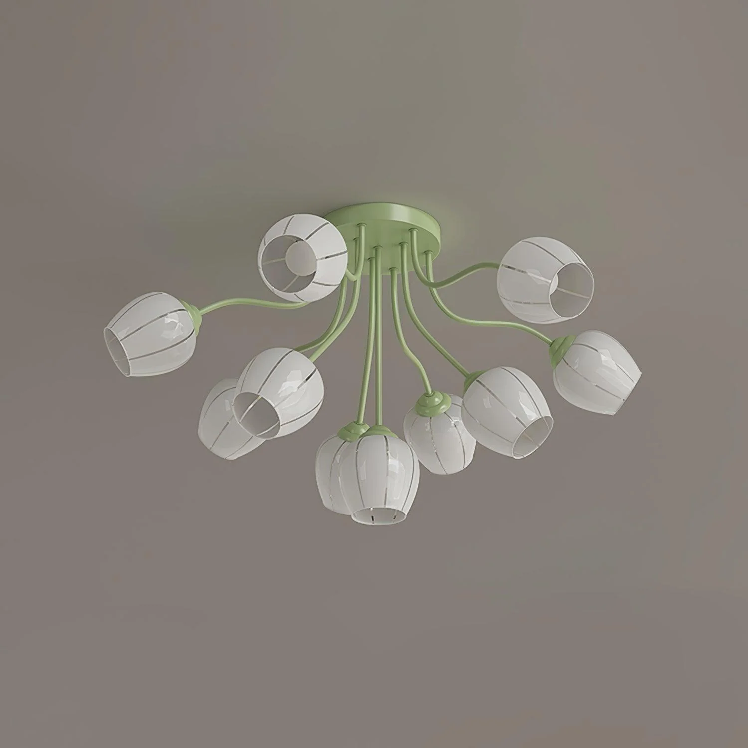Потолочный светильник Garden Flower - модель A, 7 источников света ∅69см x 40см, зеленый, белый