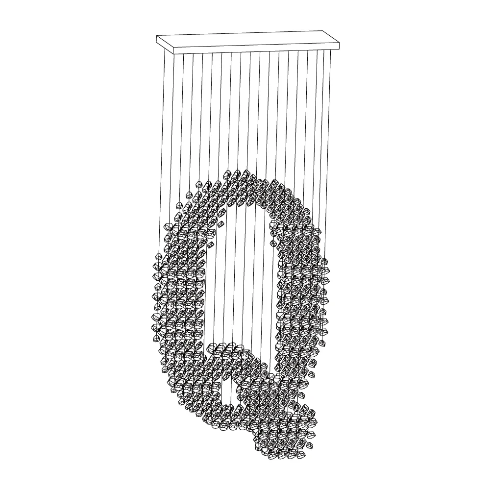Люстра Charcoal M-R - длинное крепление R, 100см x 35см x 250см, черный, теплый свет