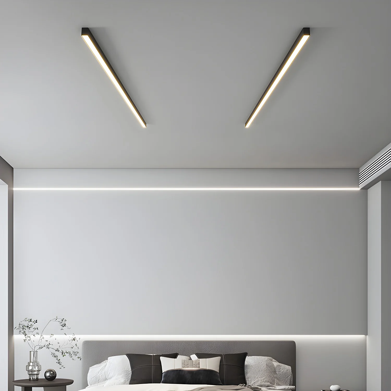 Потолочный светильник Ultra Slim Linear - 100см x 5см, черный, теплый свет