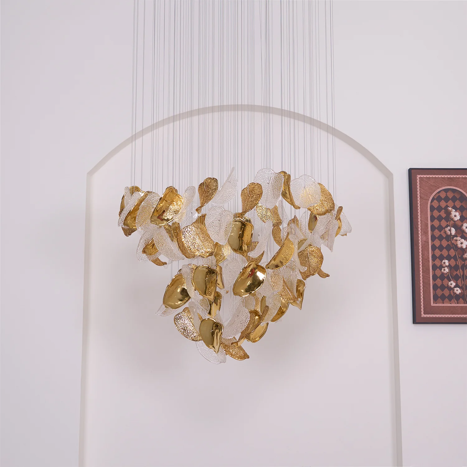 Люстра Shake Leaves - ∅120см x 200см, золотой, прозрачный, теплый свет