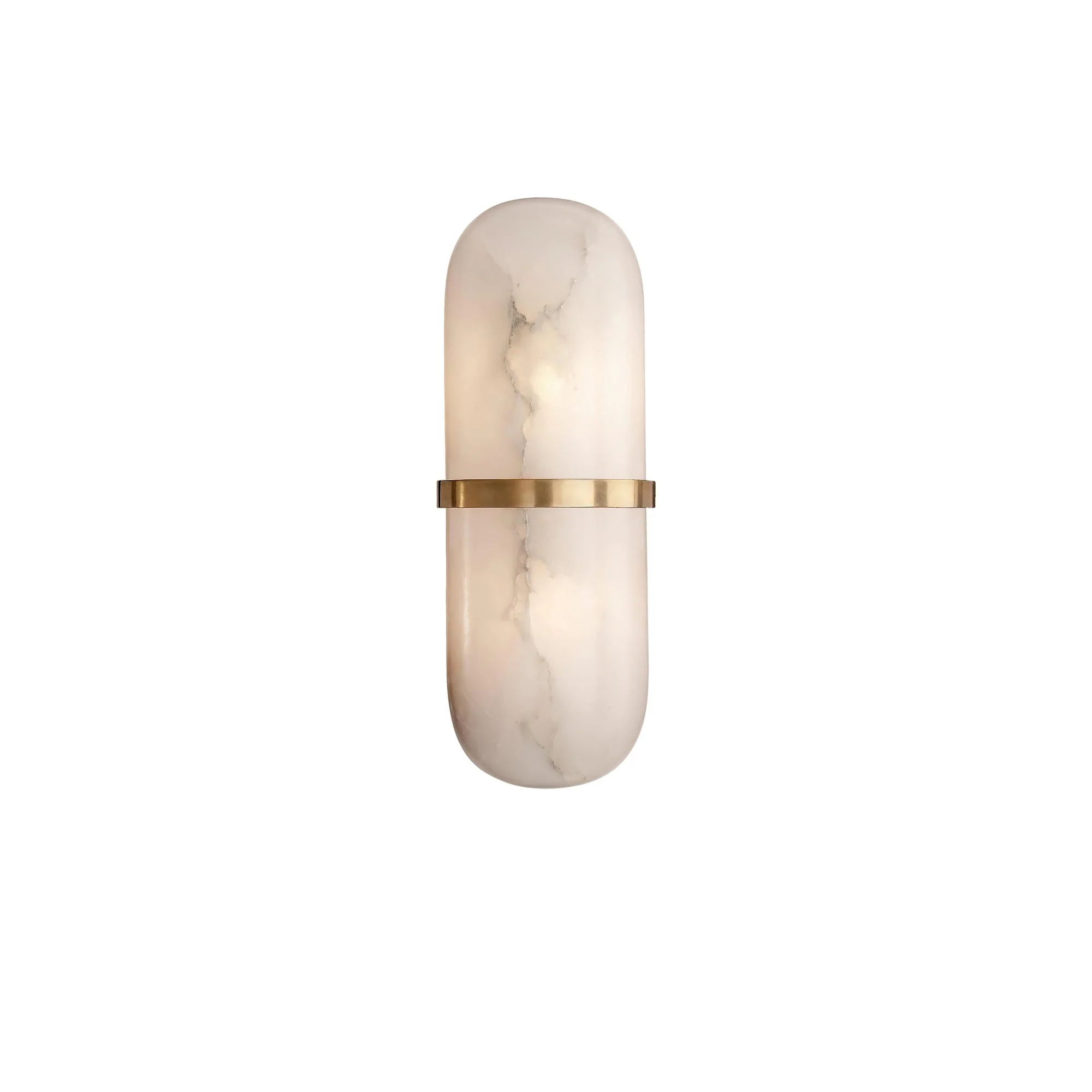 Alabaster Pill Wall Light - ∅ 4.7″ x H 15.7″ / Black & Warm Light / Set Of 2