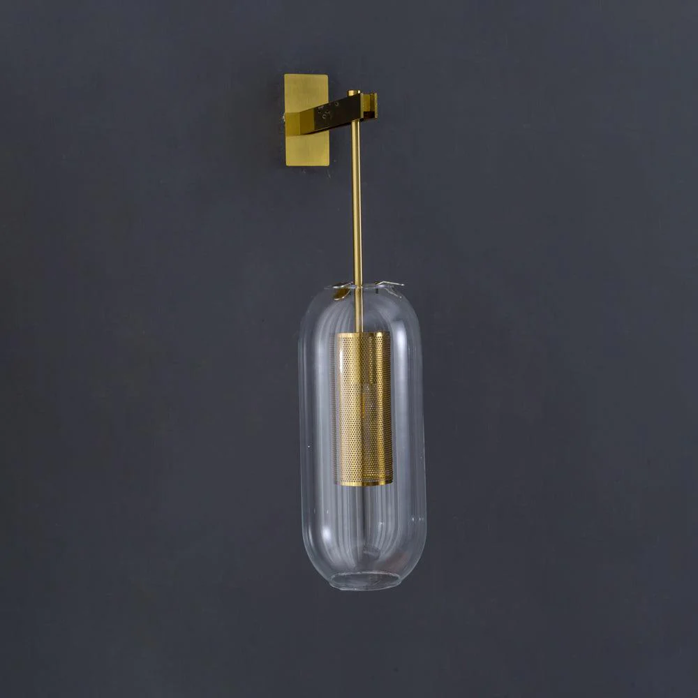 Vadim Glass Wall Lamp - ∅ 9.8″ x H 23.6″ / Dia 25cm x H 60cm Set of 2 / Black & Clear glass