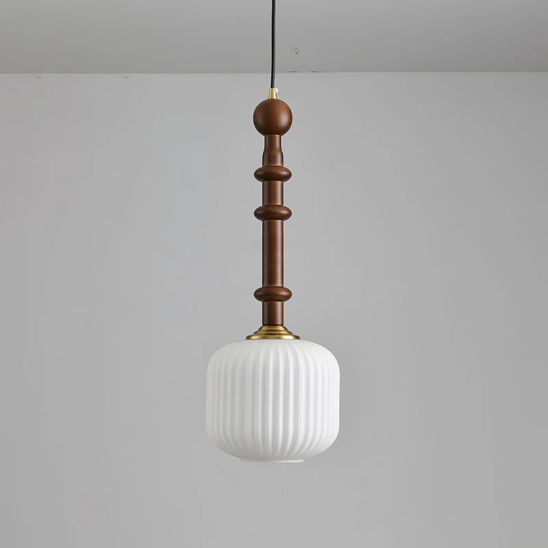 Подвесной светильник Edison Wood - ∅30см x 50см, орех, белый