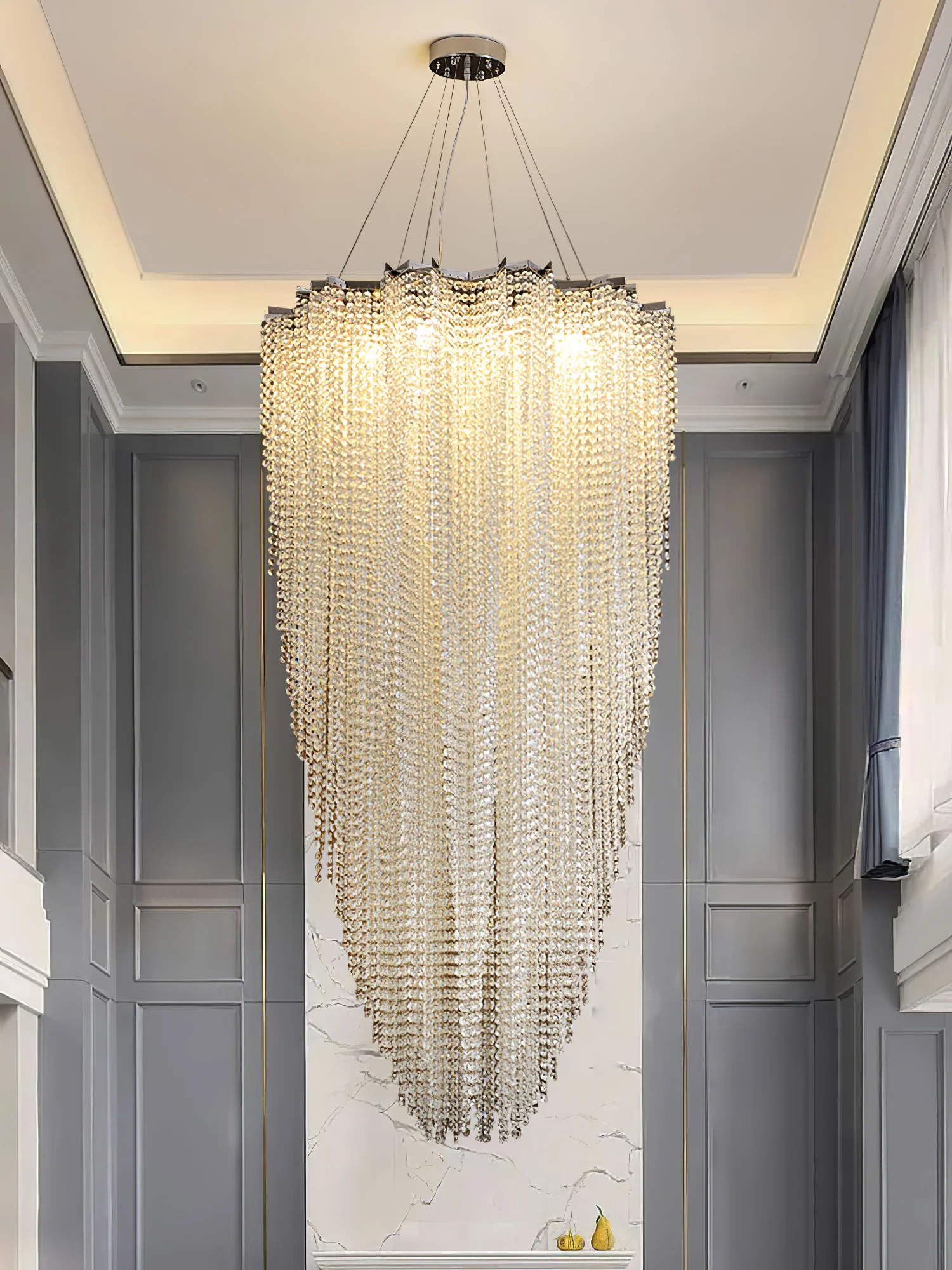 Люстра Stalizi Crystal - ∅80см x 150см, хром, прозрачный кристалл
