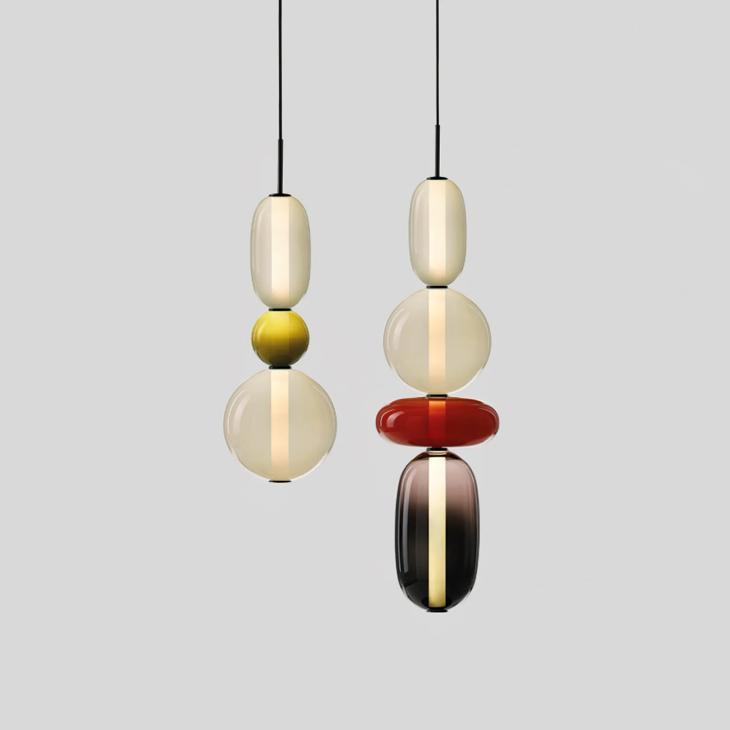 Подвесной светильник Candied Glass - модель B, ∅16см x 55см, зеленый, теплый свет, диммер