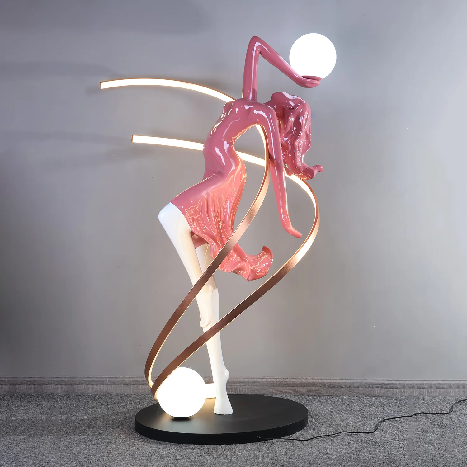 Торшер Misha Goddess Statue - ∅79см x 178см, розовый, диммер, пульт ДУ