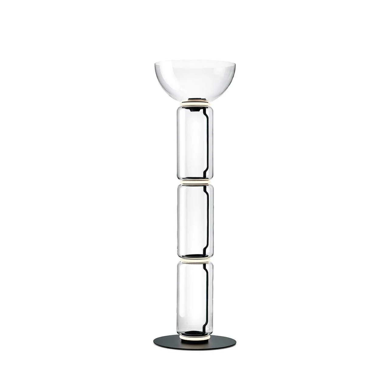 Торшер Bamboo Glass - ∅28см x 57см, стекло, черный, теплый свет