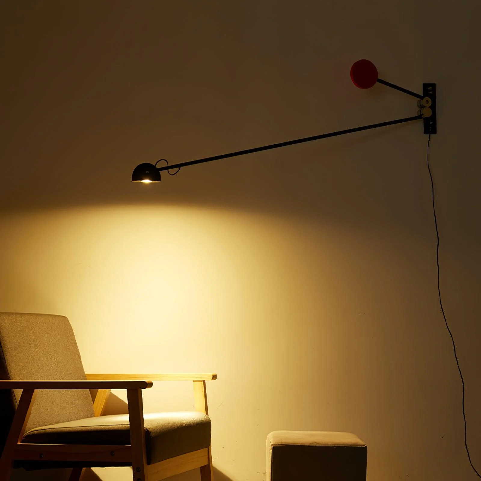 Precision Movement Wall Lamp - W 48.8″ x H 7.9″ / W 124cm x H 20cm Set of 2 / Black & Red / EU Plug