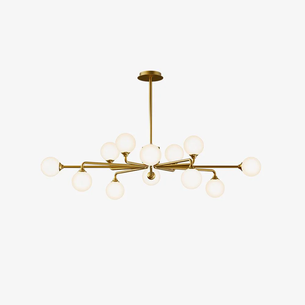 Люстра Staggered Glass Globes - 12 подвесов ∅113см x 29см, золотой, белый