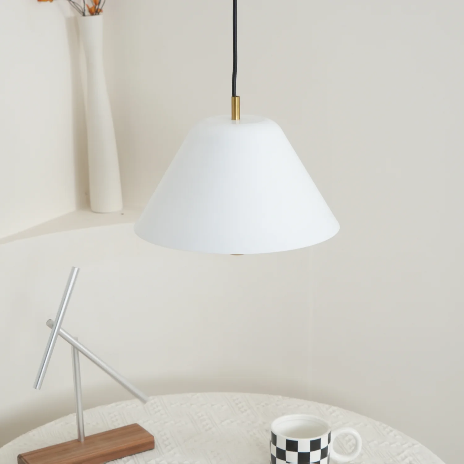 Подвесной светильник Minimalist - ∅28см x 150см, белый, черный