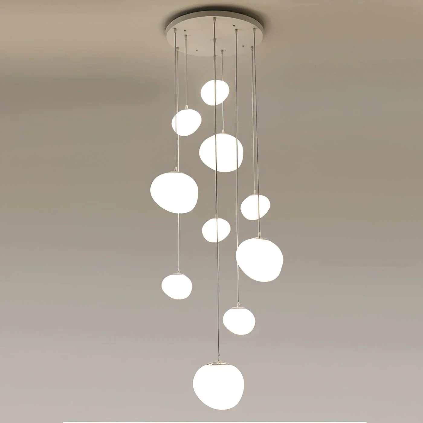 Подвесной светильник Gregg Stone Shape Glass - ∅23см x 16см, белый, теплый свет