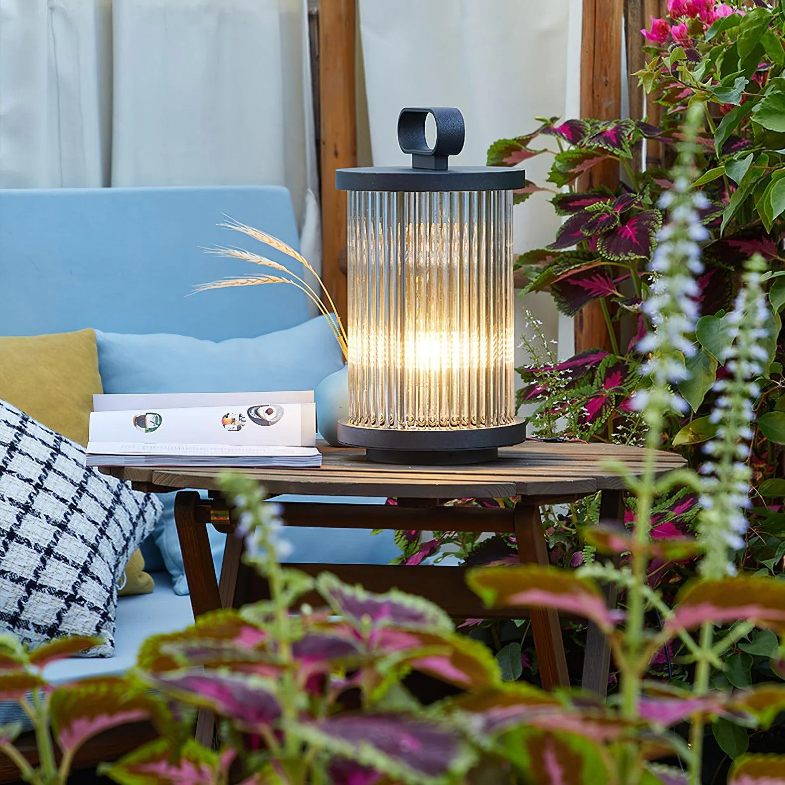 Садовый светильник Lantern - ∅30см x 120см, черный, прозрачный