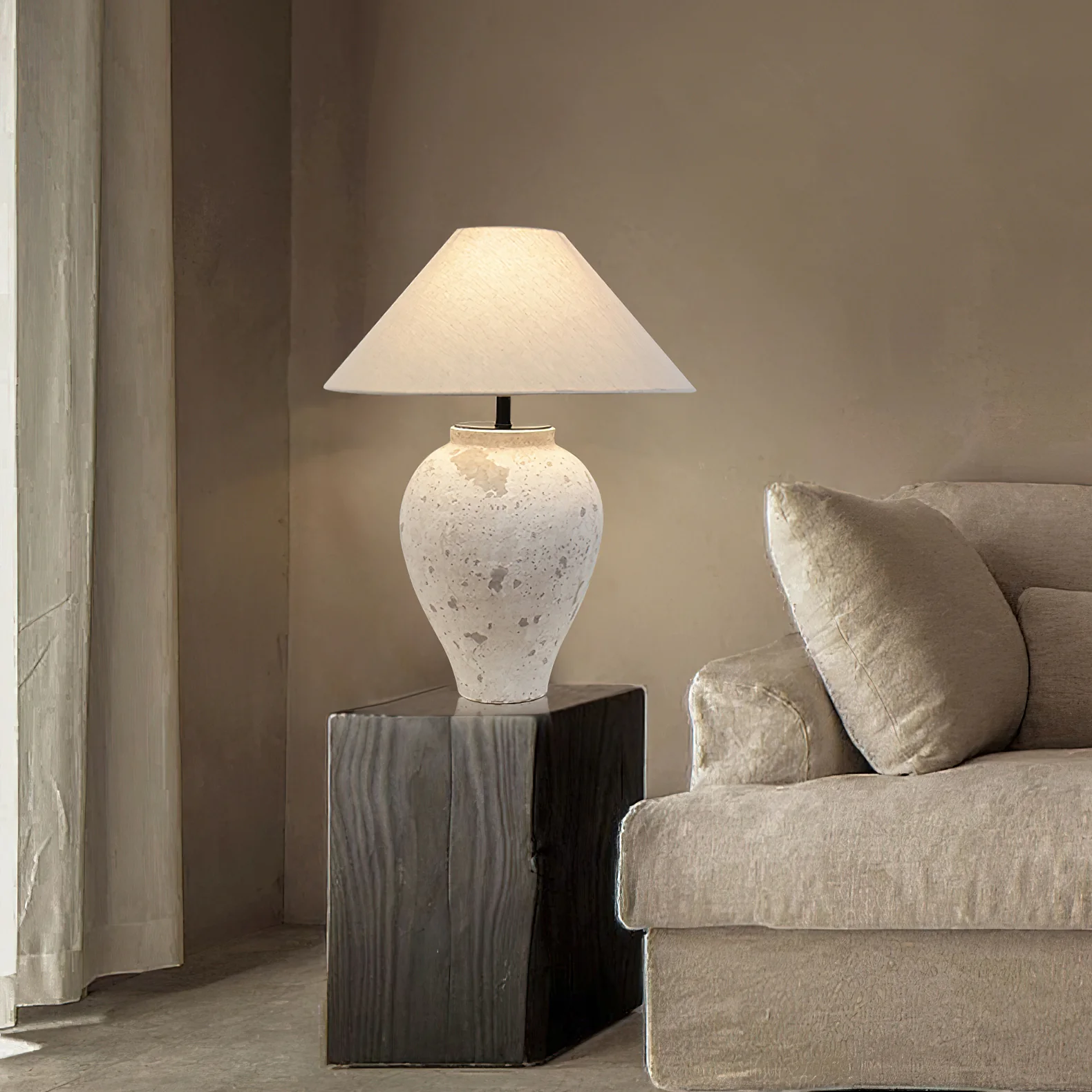 Настольный светильник Tuscan Stone - ∅45см x 56см, бежевый