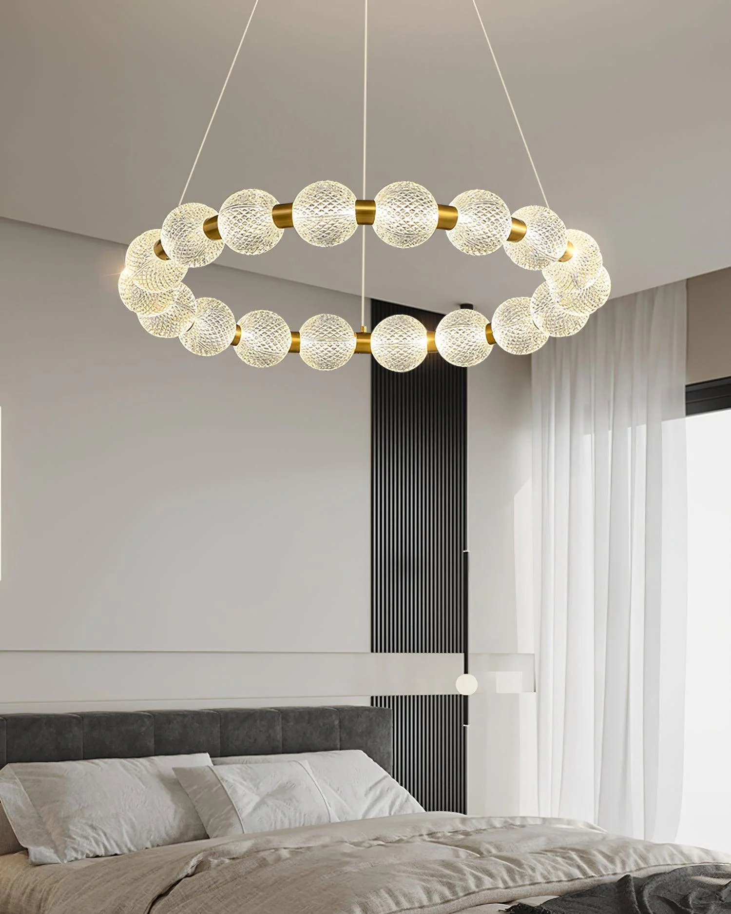 Люстра Pearl - ∅98см х 8см, латунь, холодный свет