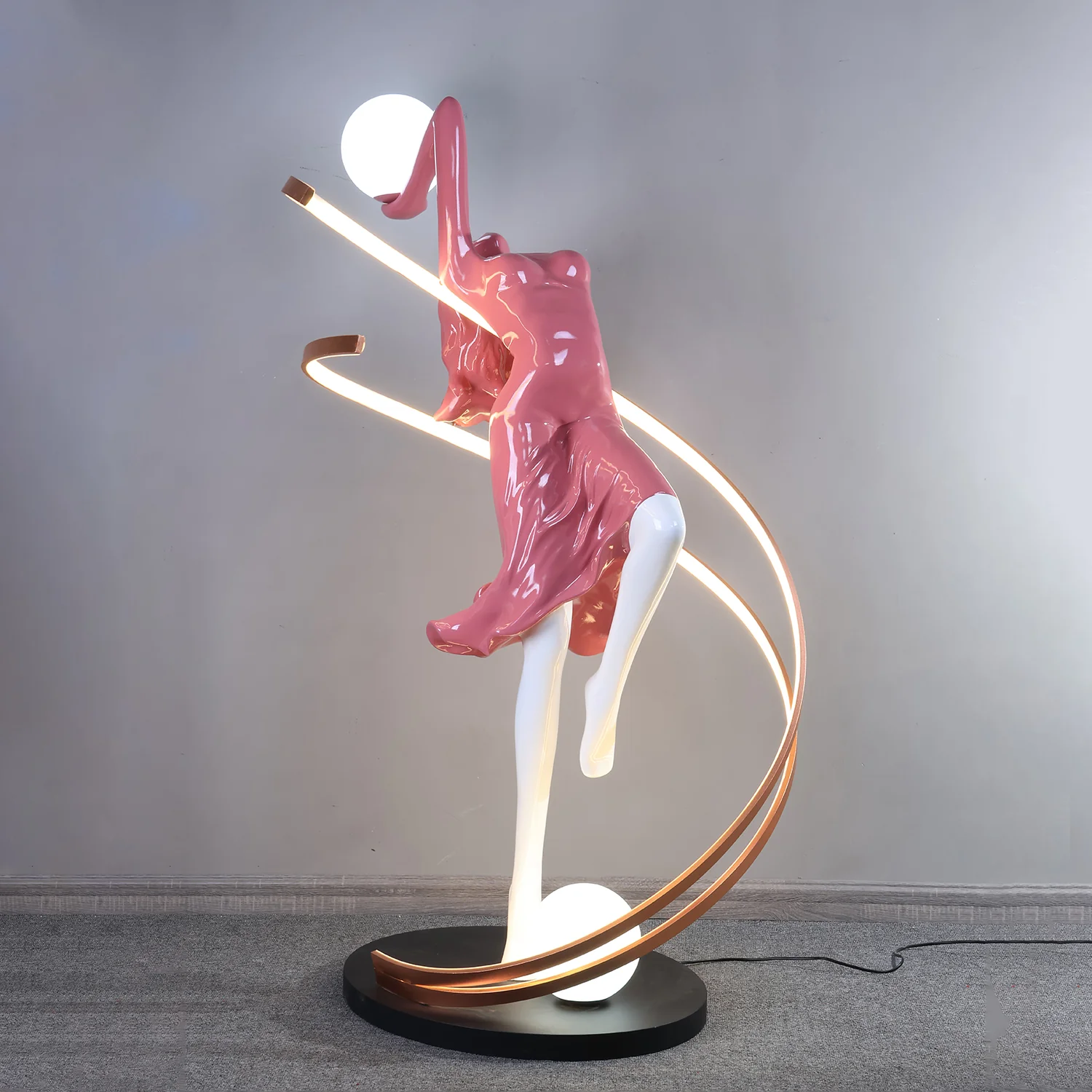 Торшер Misha Goddess Statue - ∅79см x 178см, розовый, диммер, пульт ДУ