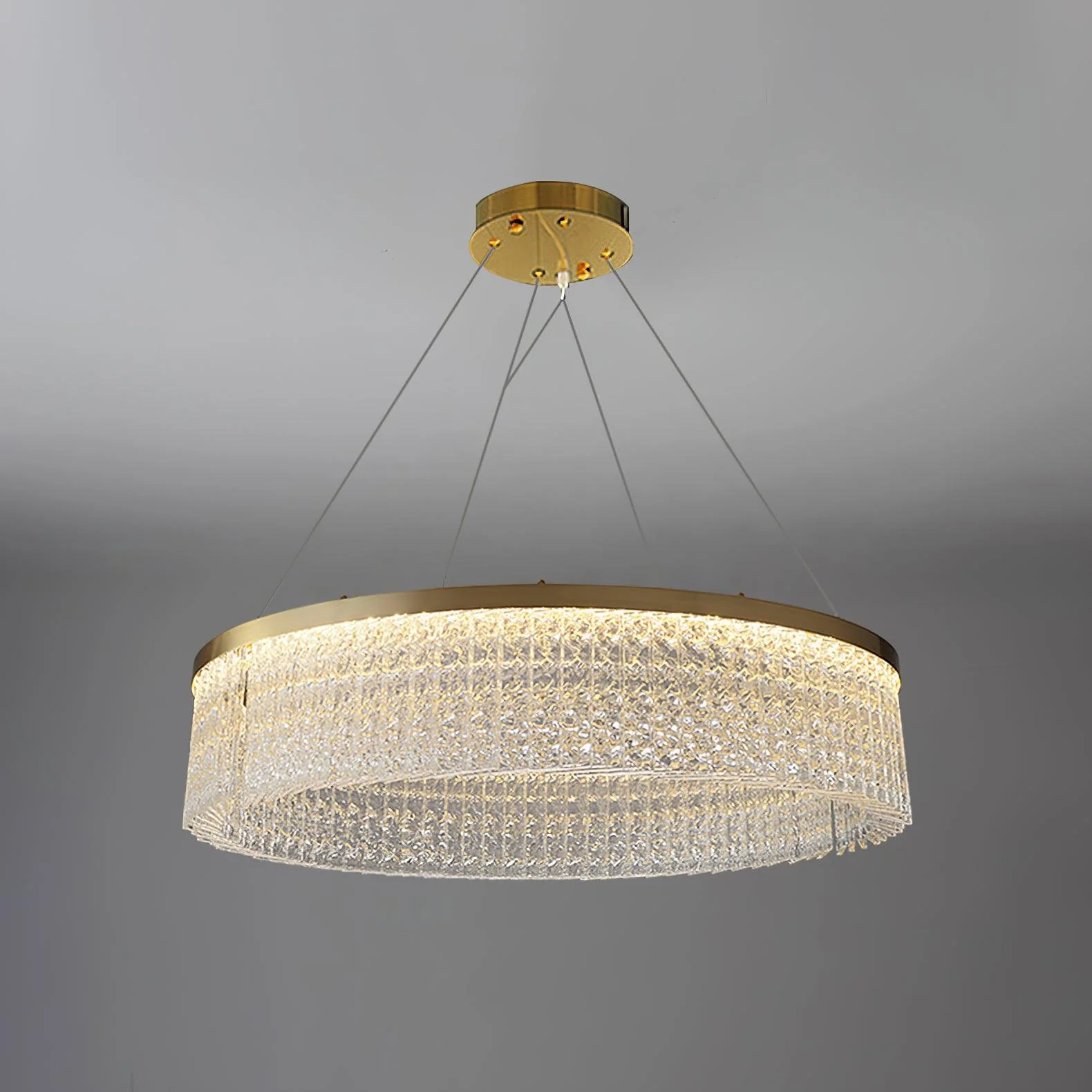 Люстра Round Halo Crystal - ∅80см x 24см, медь, прозрачный, теплый свет