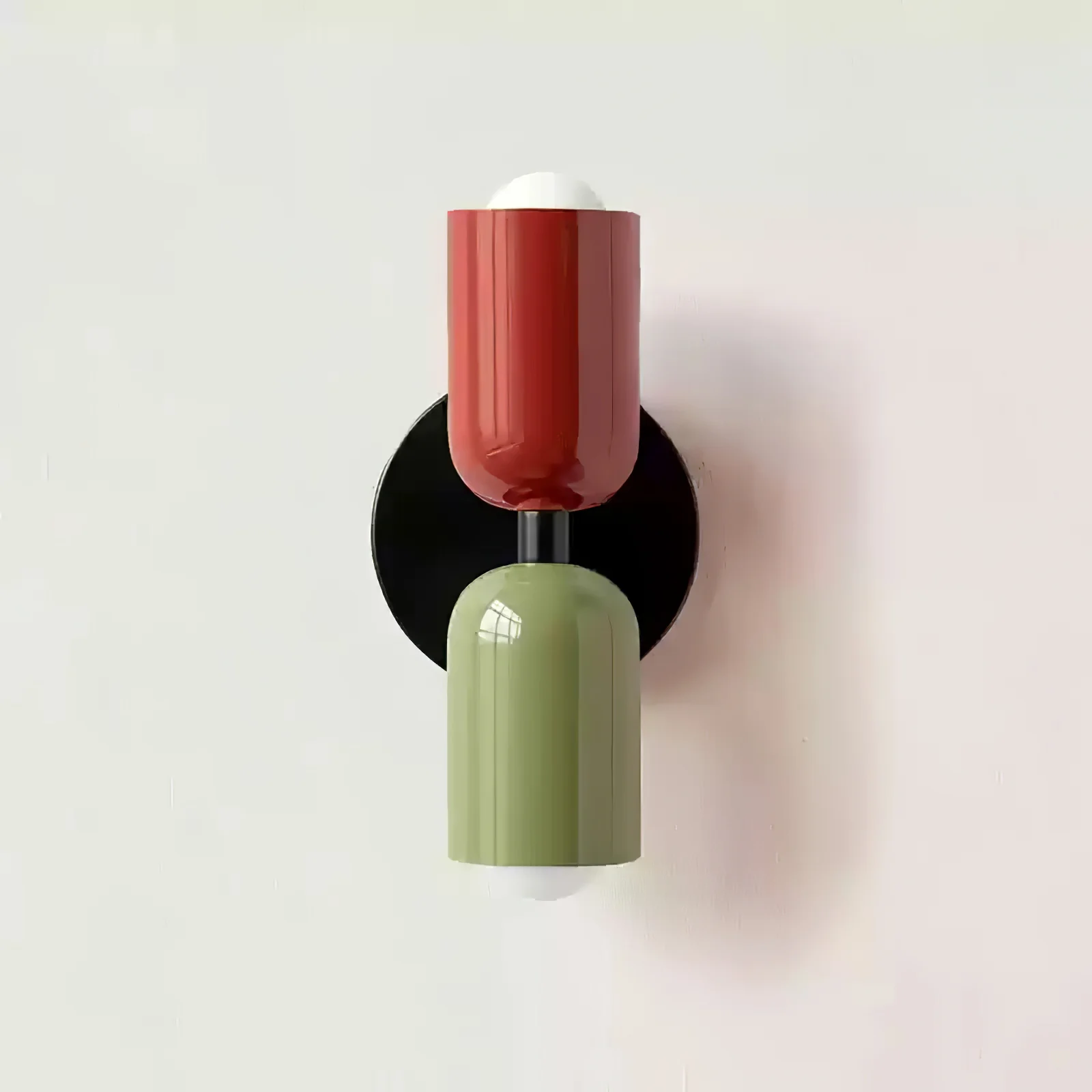 Couleur Double Wall Lamp - W 4.7″ x H 9.8″ / W 12cm x H 25cm / Beige & Red / Set of 2