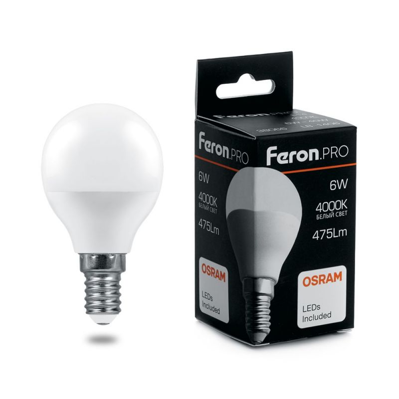 Лампа светодиодная Feron E14 6W 6400K 38067