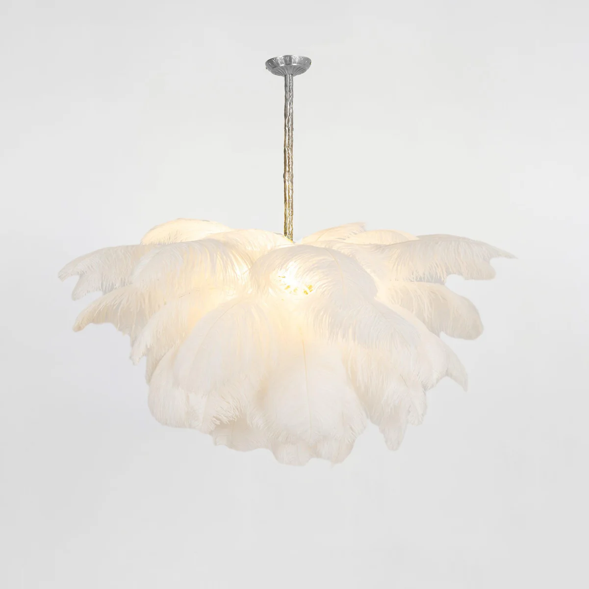 Люстра Ostrich Feather - ∅110см x 90см, серебро, белый