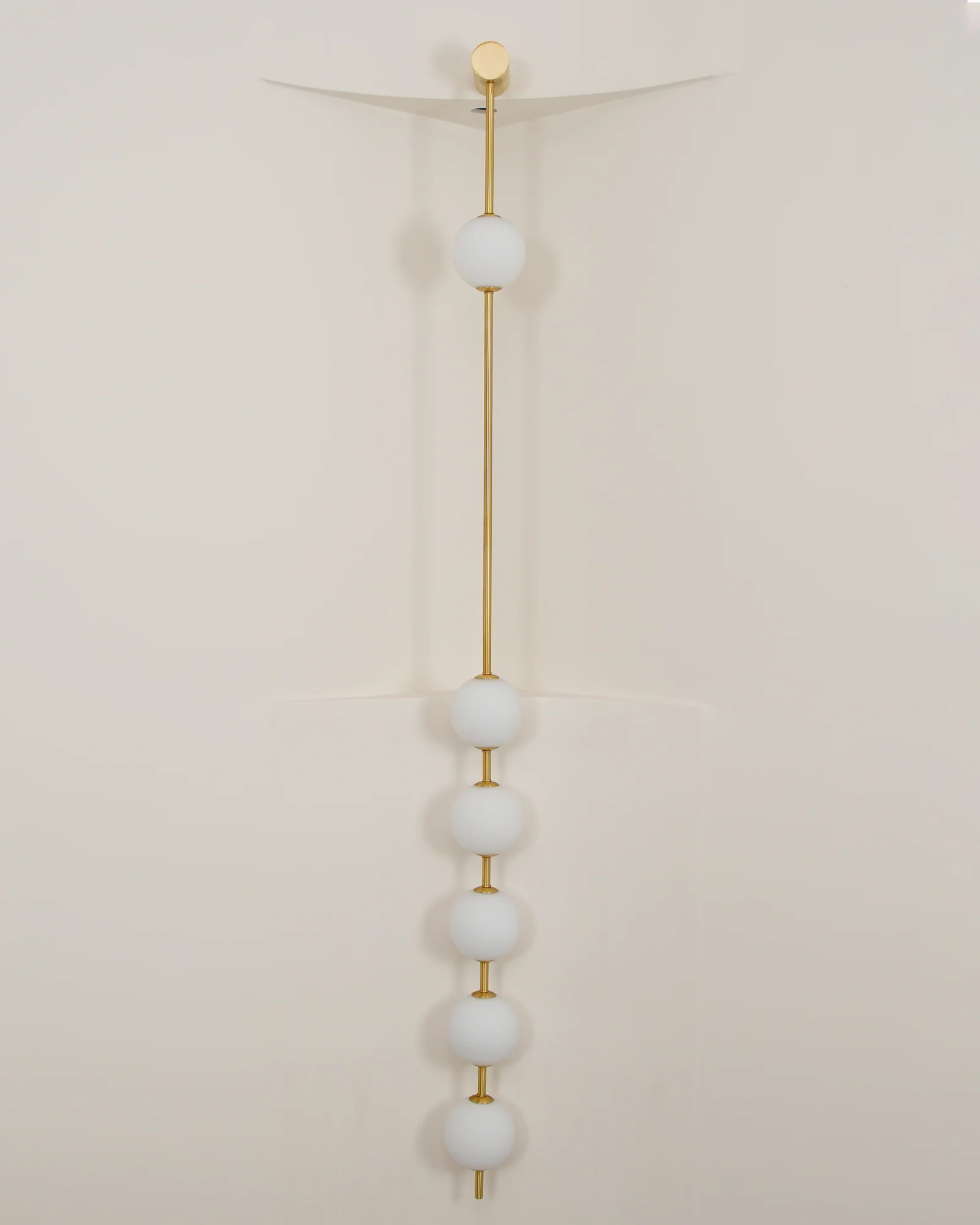 Vertical Balls Wall Lamp - 5 Lamps Set of 2 / Nickel & Glass Ball / Neutral Light