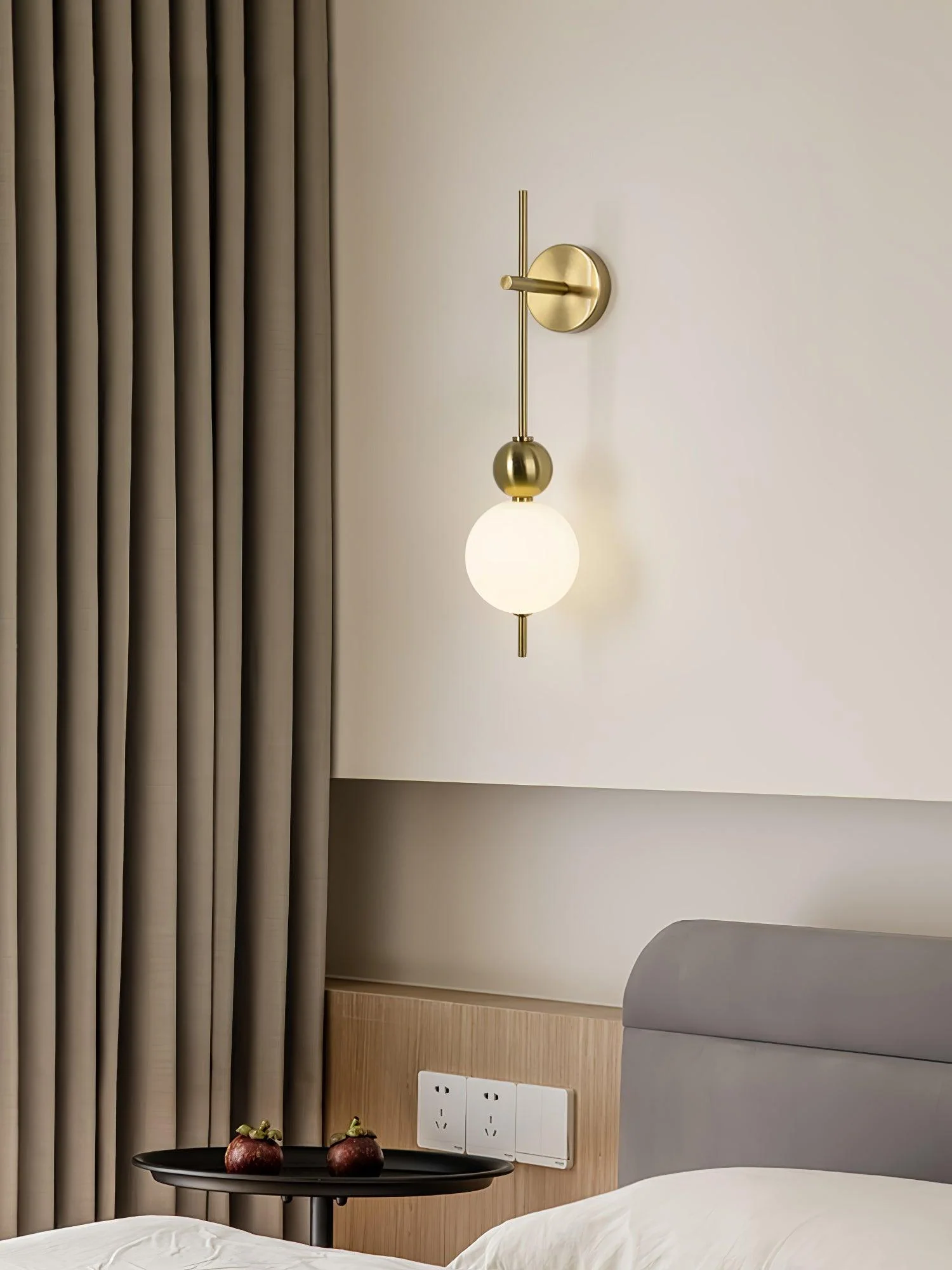 Candied Haws String Wall Lamp - ∅ 10.2″ x H 32.3″ / ∅ 15cm x H 82cm Set of 2 / Gold & White / Warm Light