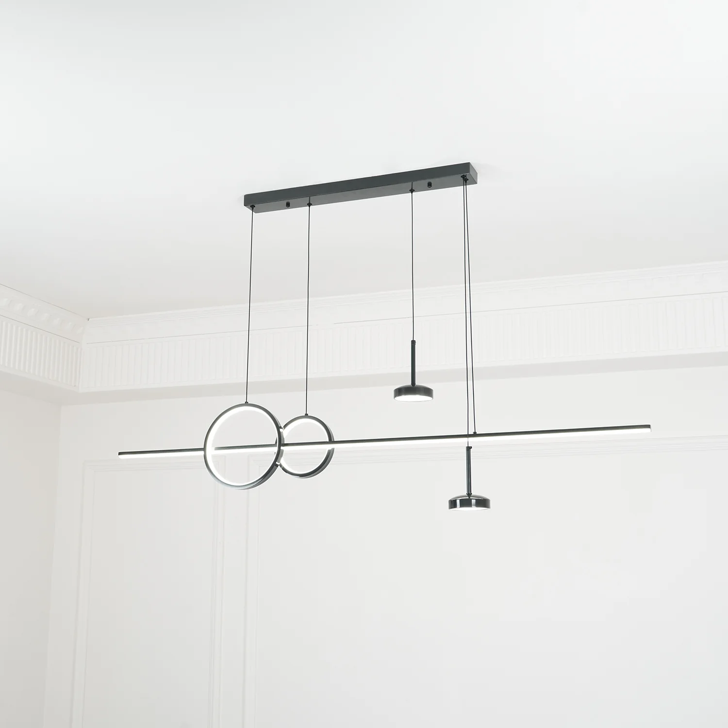 Люстра Modern Geometric Shape - 140см x 28см, латунь, теплый свет