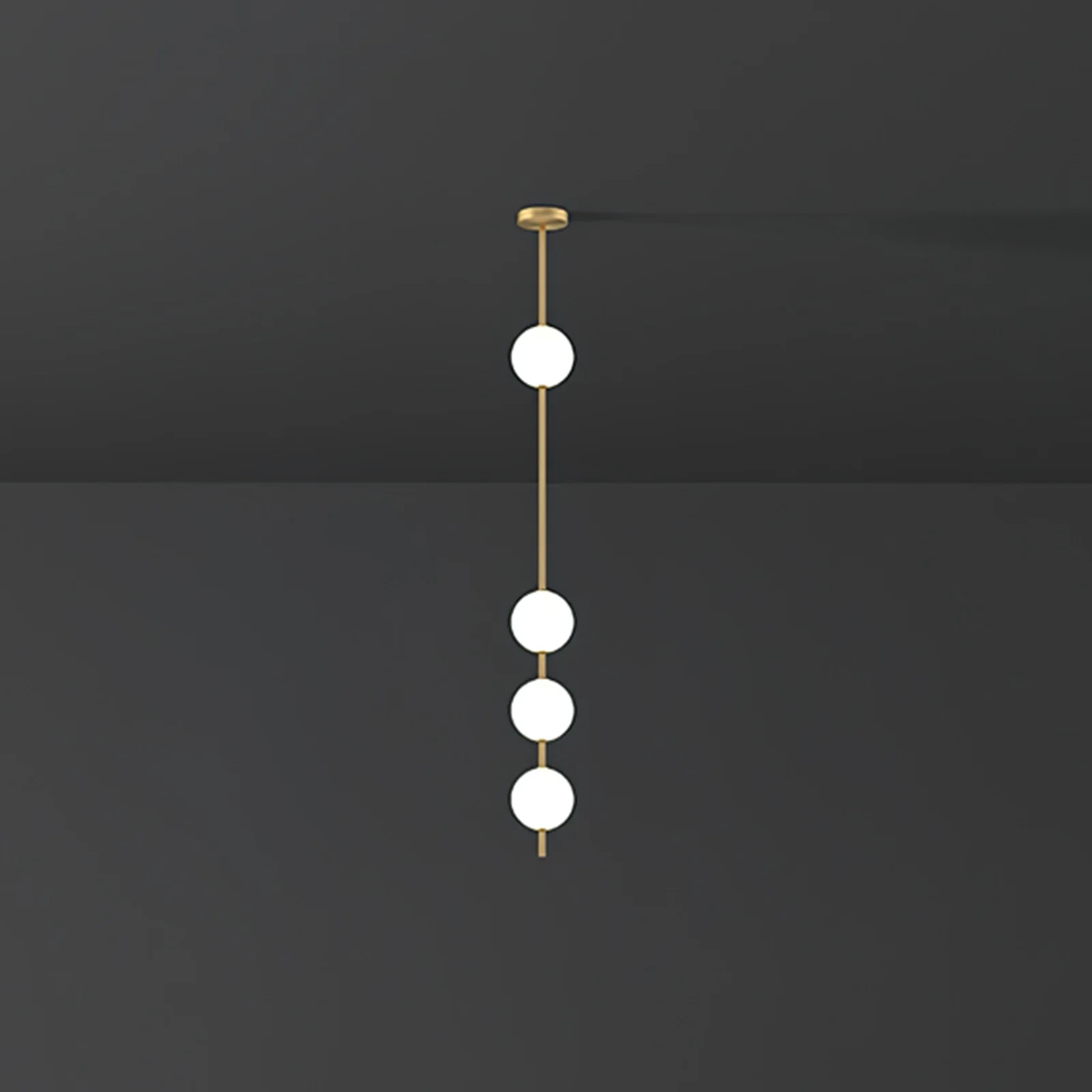 Подвесной светильник Vertical Balls - 5 источников света ∅12см х 154см, латунь, пластиковый шар, теплый свет