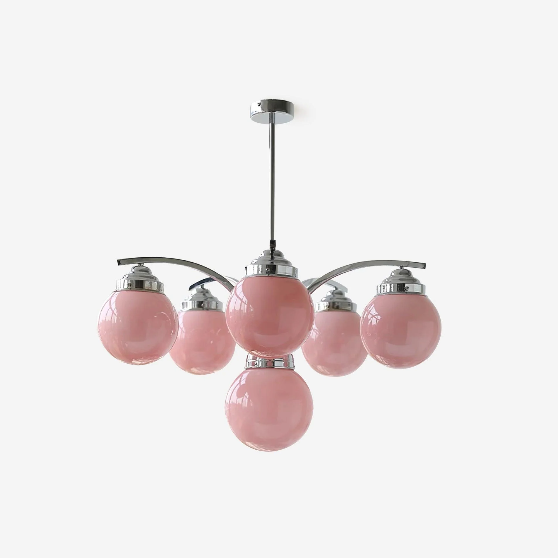 Люстра Pink Salamanca - 6 плафонов ∅75см x 45см, хром, белый