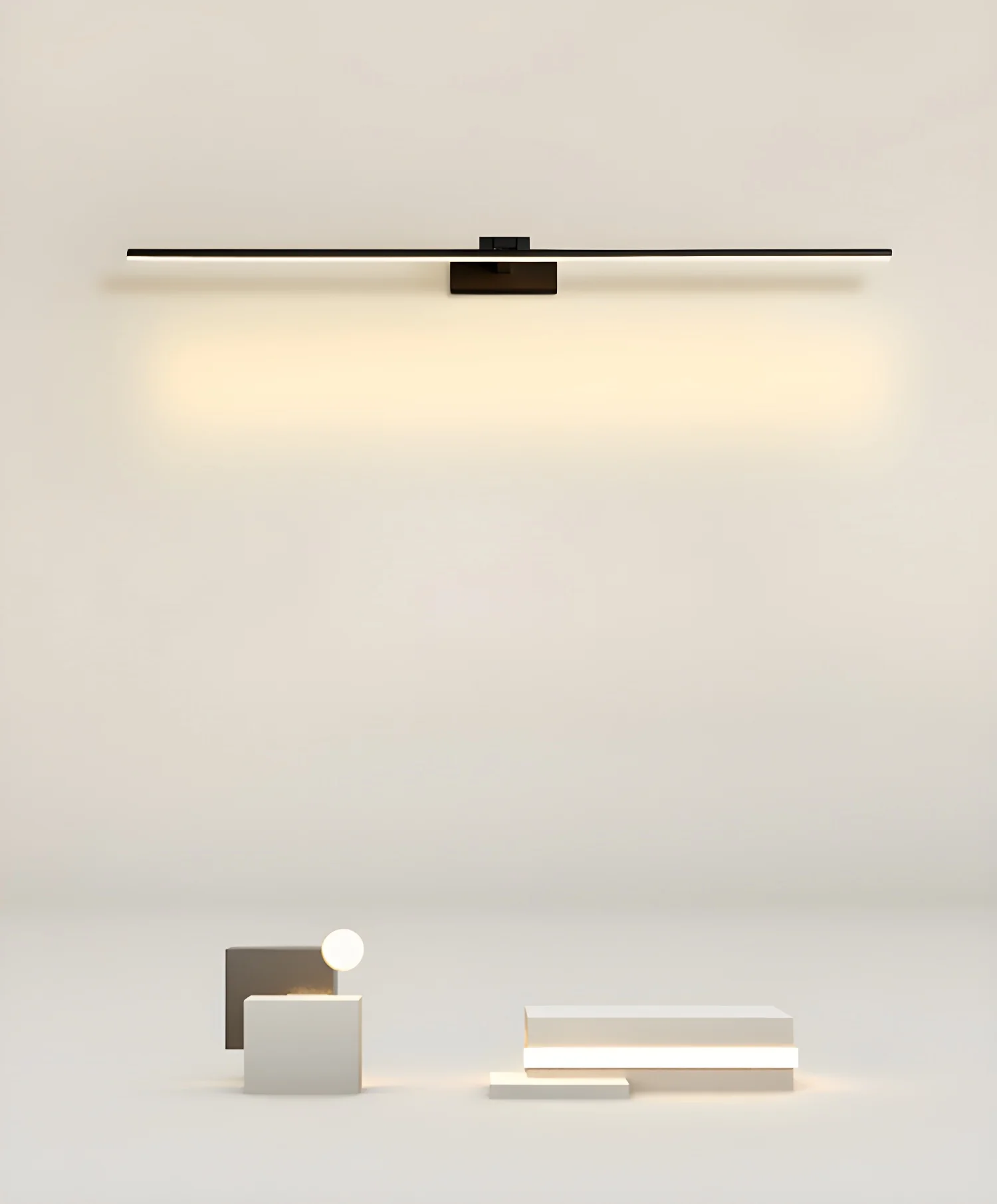 Настенный светильник Linear Bathroom - ∅80см x 6см, черный, теплый свет