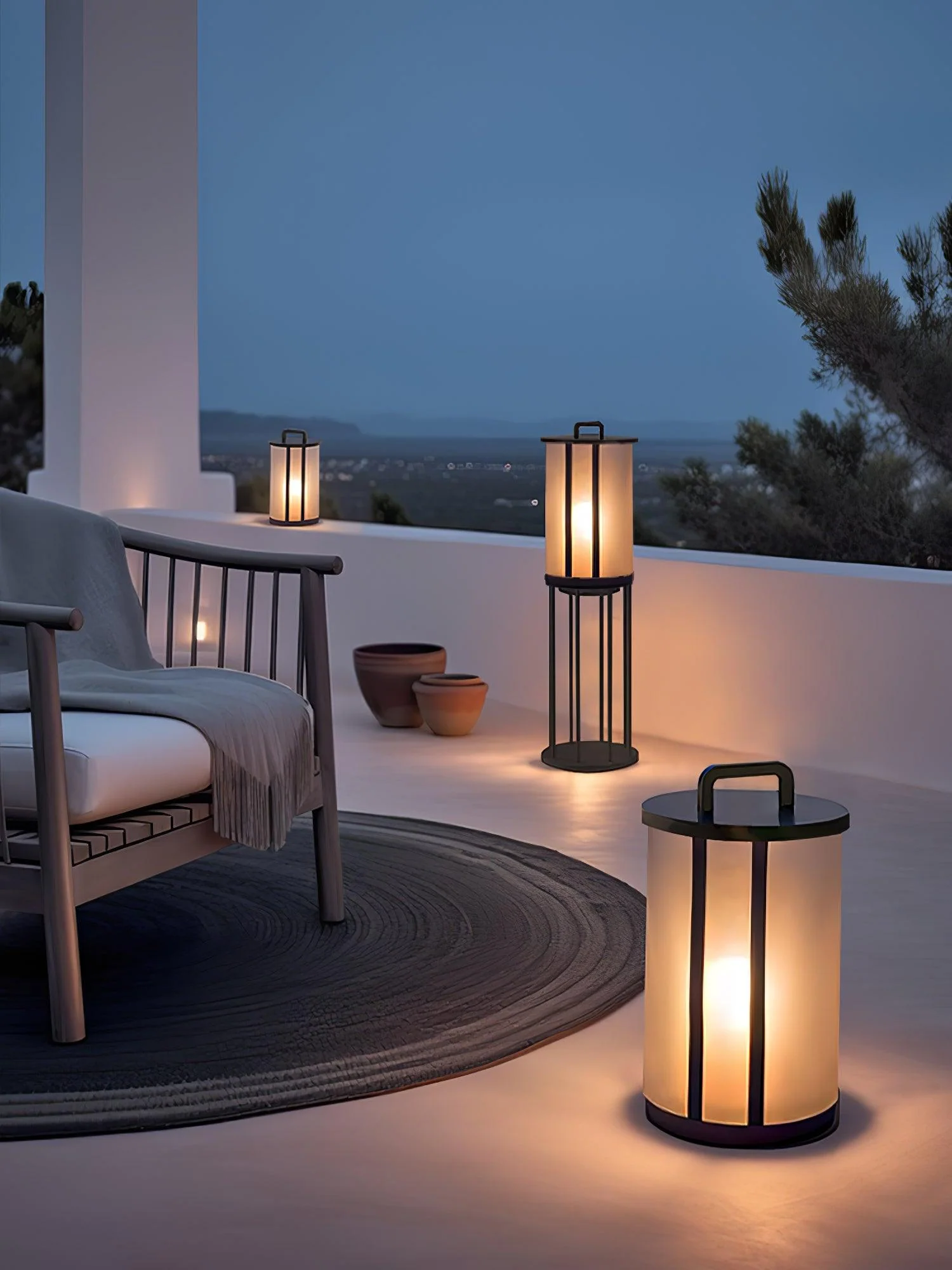 Уличный фонарь Round Pillar Acrylic Lantern - модель A ∅28см x 60см, теплый свет, проводной