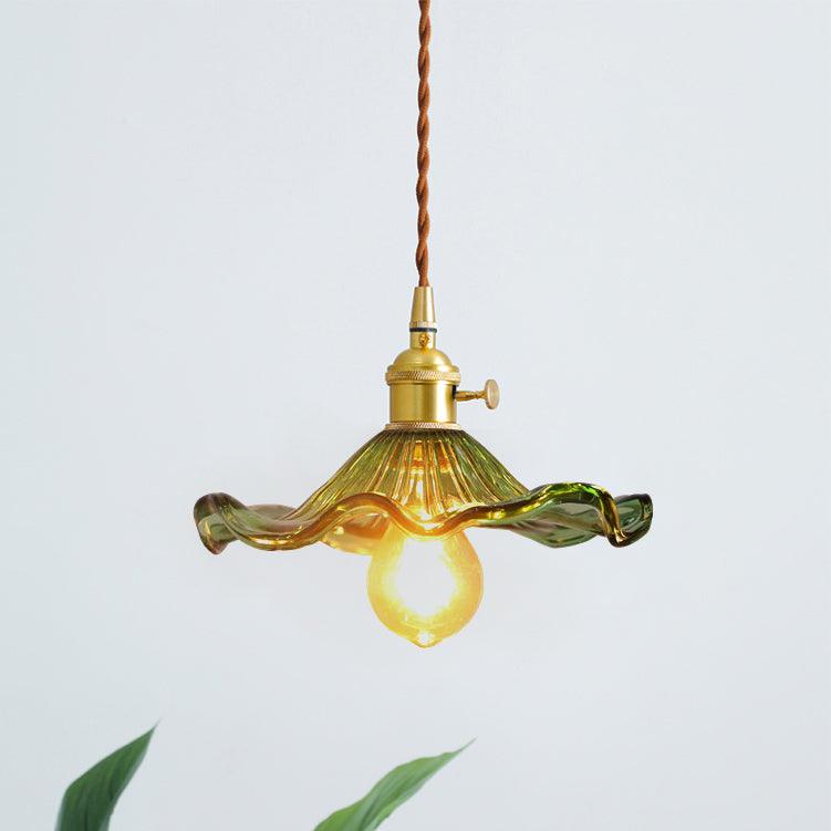 Подвесной светильник Glass Hibiscus Flower - ∅25см x 12см, золотой, прозрачный