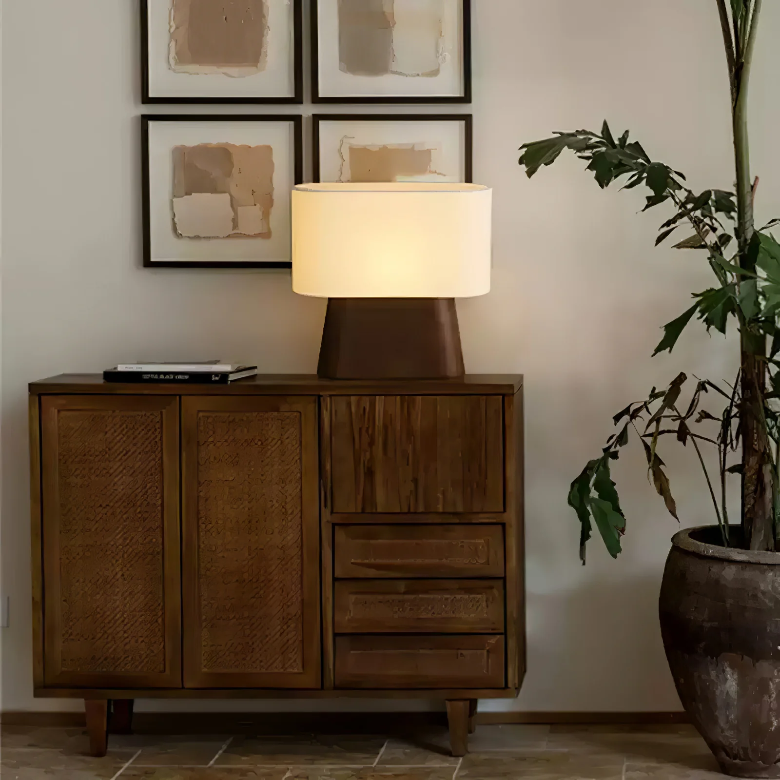 Настольный светильник Habitat - ∅37см x 36см, дерево, белый