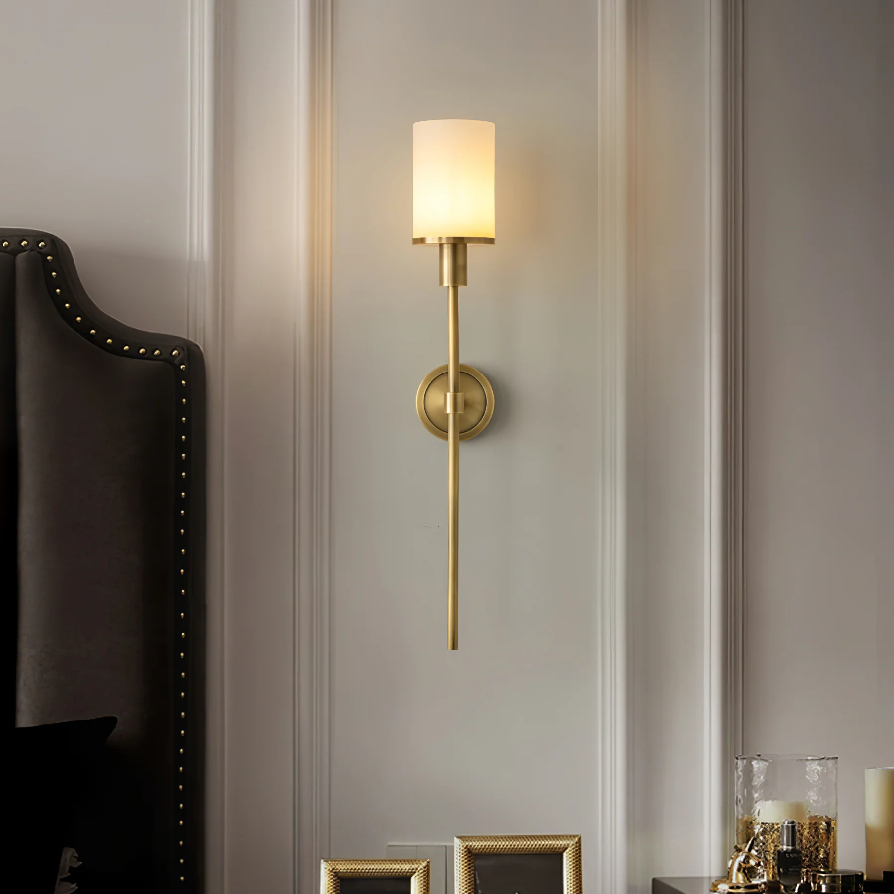 Tracie Classic Sconce - ∅ 3.9″ x H 23.6″ & Alabaster / Copper / Set Of 2